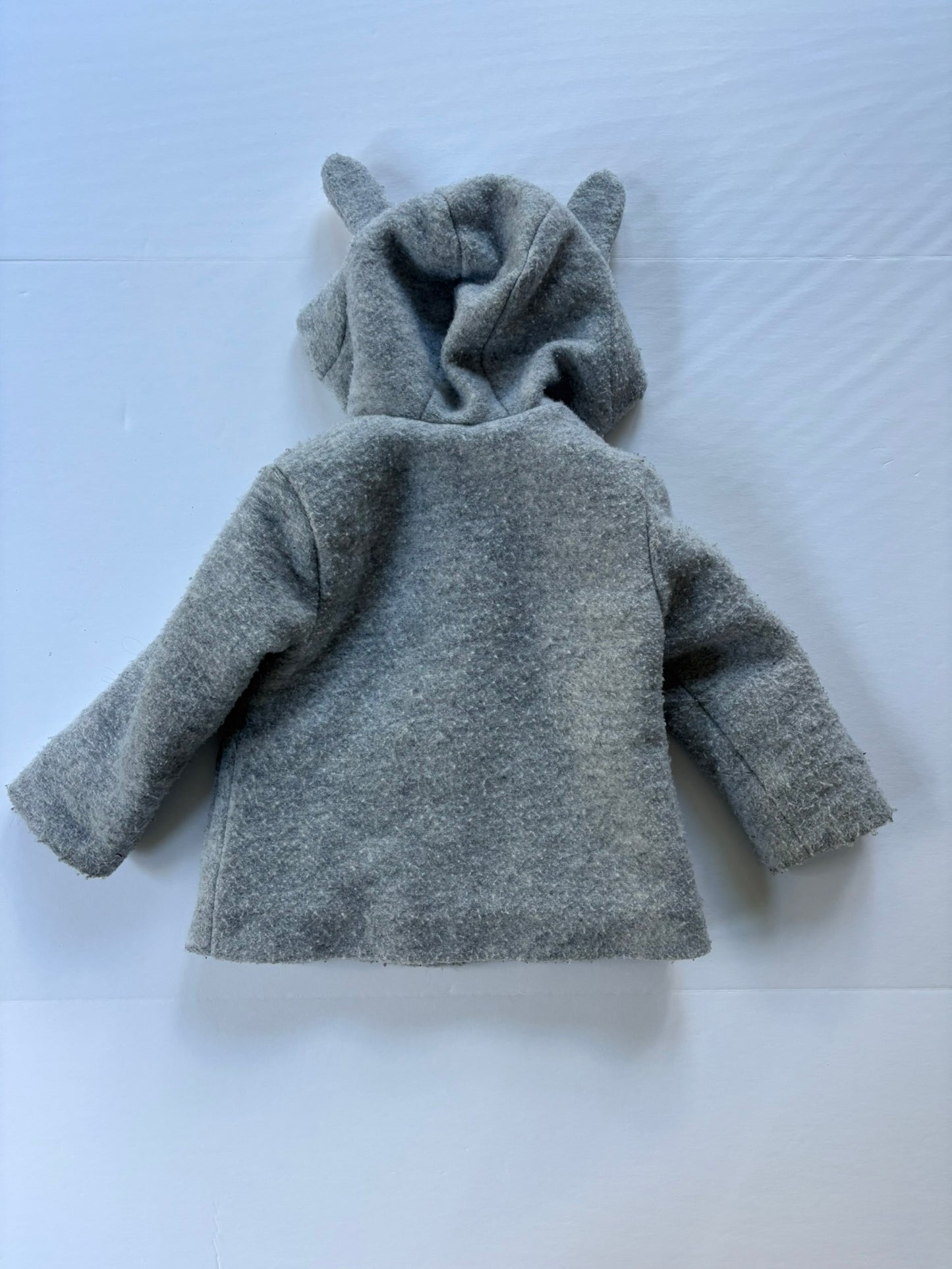 #101 Cat & Jack Pink Lined Gray Hooded Bunny Coat Girls Size 18 months