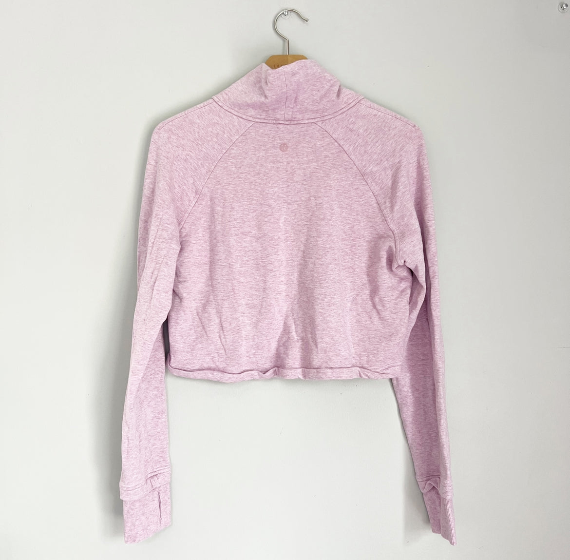 Seller 196 Lululemon pink heathered funnel neck sweatshirt size 4