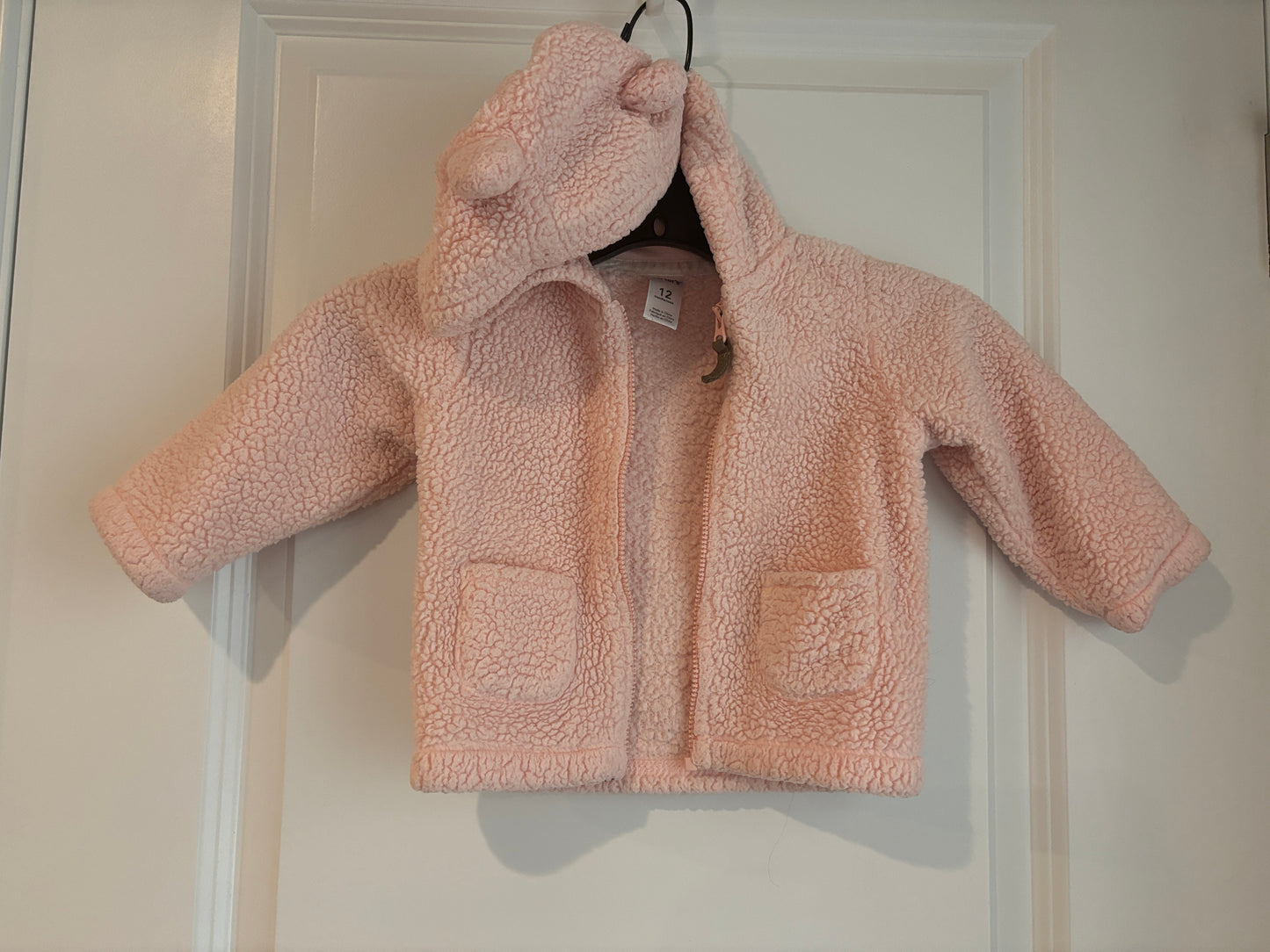 #138 - 6-12 Mo - VGUC Carters - Pink Fuzzy Zip Up Jacket - PU 45236