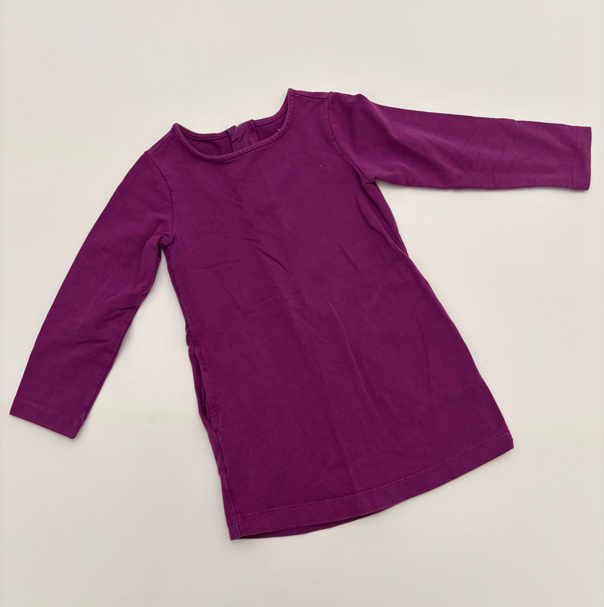 #121 girls 3 Primary purple tunic dress with zip back, GUC