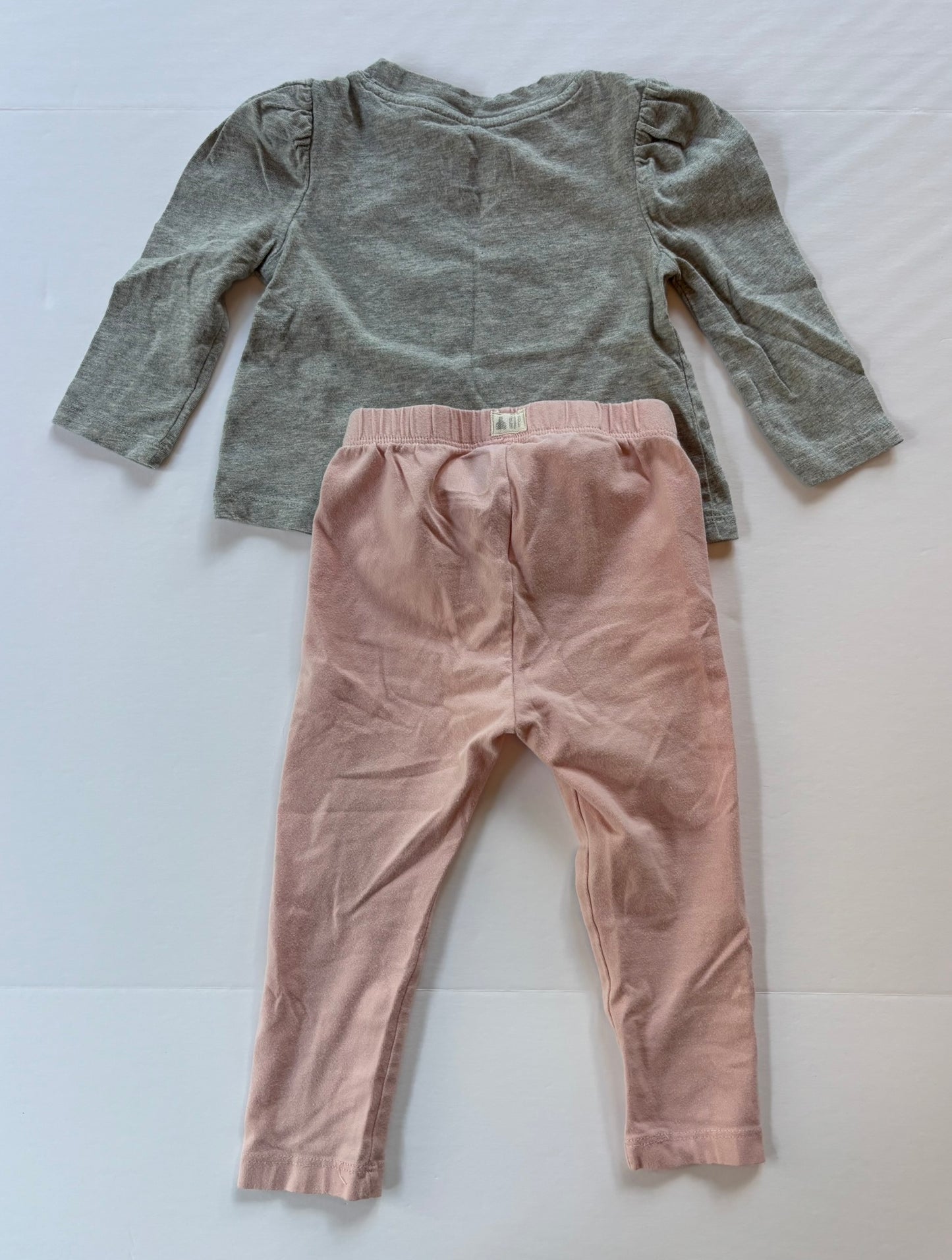 #101 Gap Playtime Favorites Flower Shirt Pink Leggings Outfit Girls Size 12-18 months