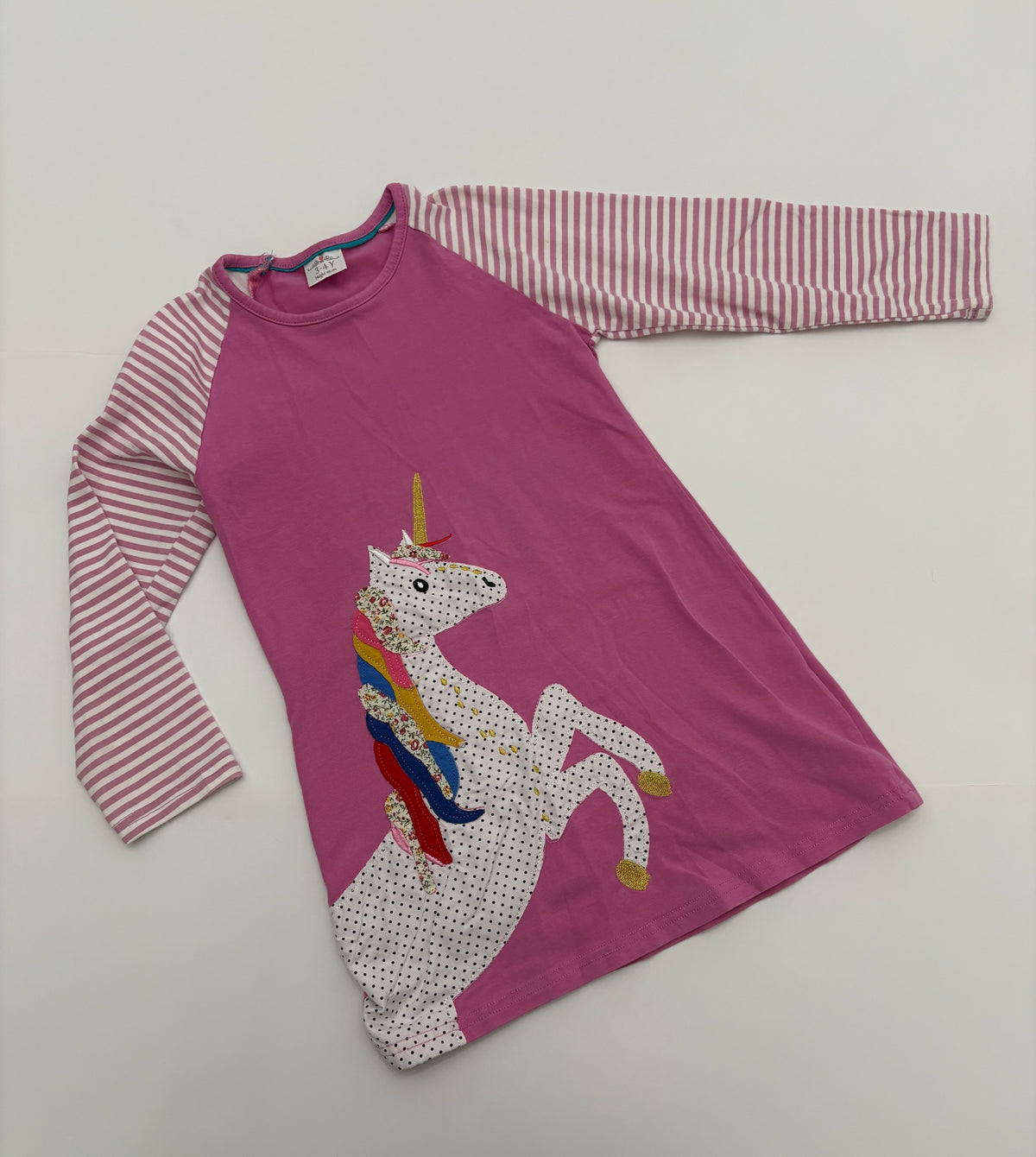 #121 girls 3/4T Fauxden unicorn dress, VGUC