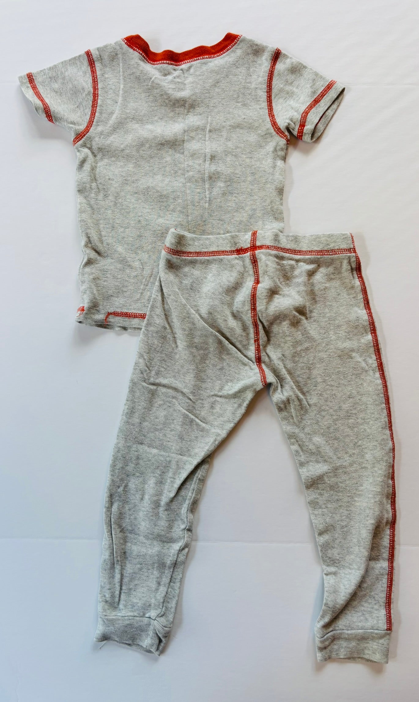 #101 Carter's Bear Orange Gray Pajamas Gender Neutral Size 2T