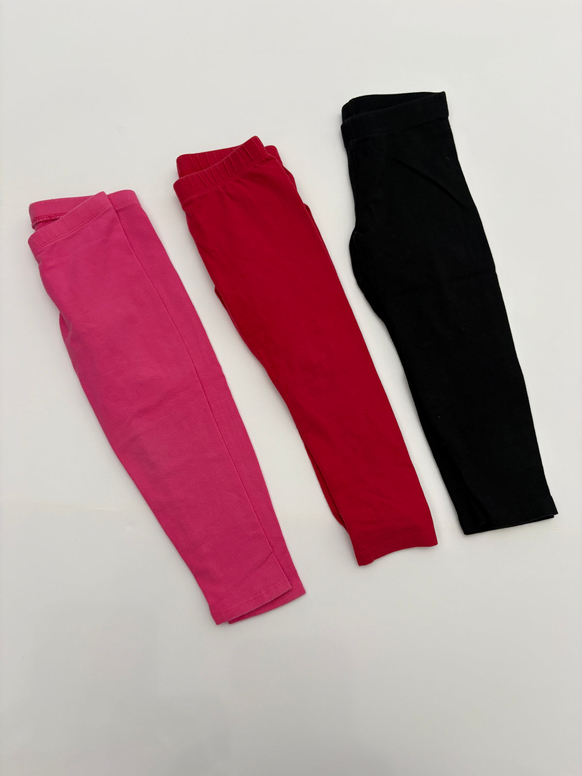 #121 girls 3T leggings set of 3 pink, dark pink, black, Cat&Jack, Jumping Beans, Old Navy, GUC