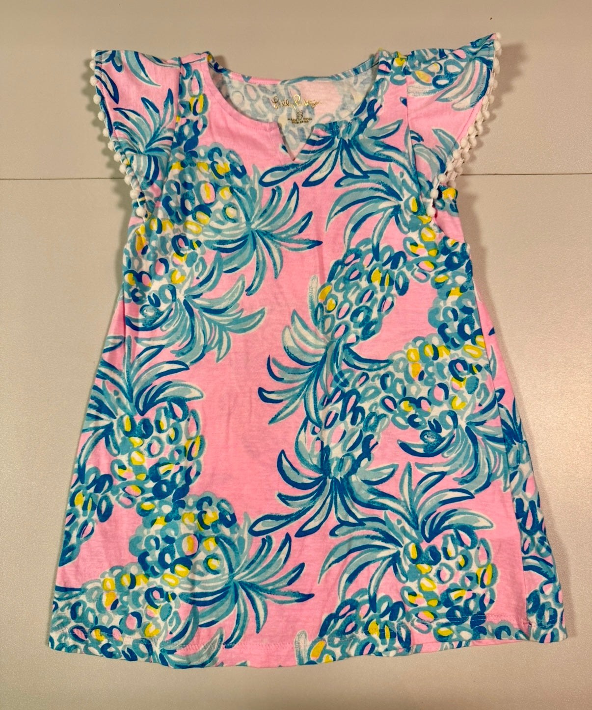 #155 Lilly Pulitzer dress with pompom sleeves, size 2-3