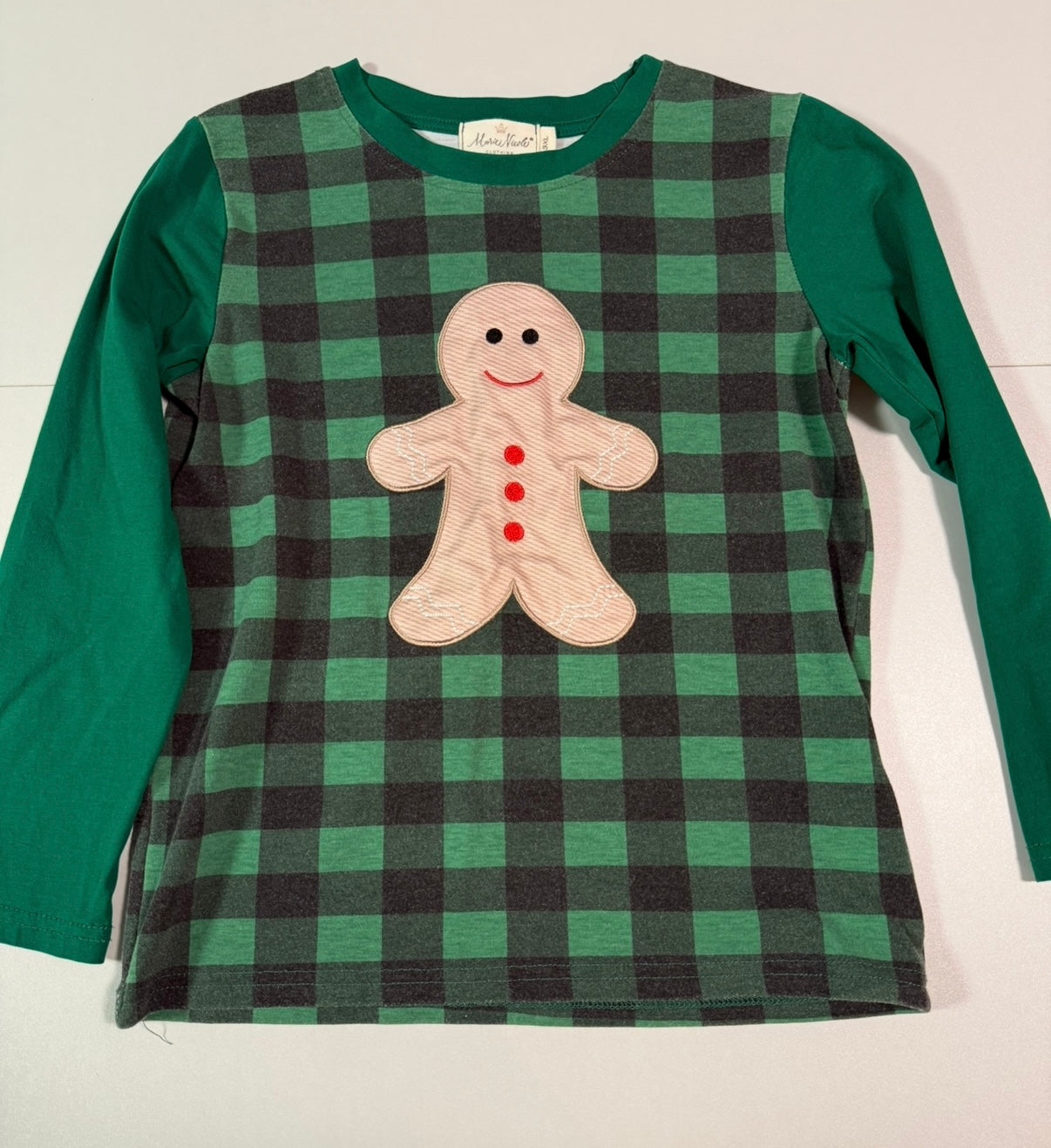 #155 Reduced! Gingerbread gingham long sleeve shirt, boys size 7