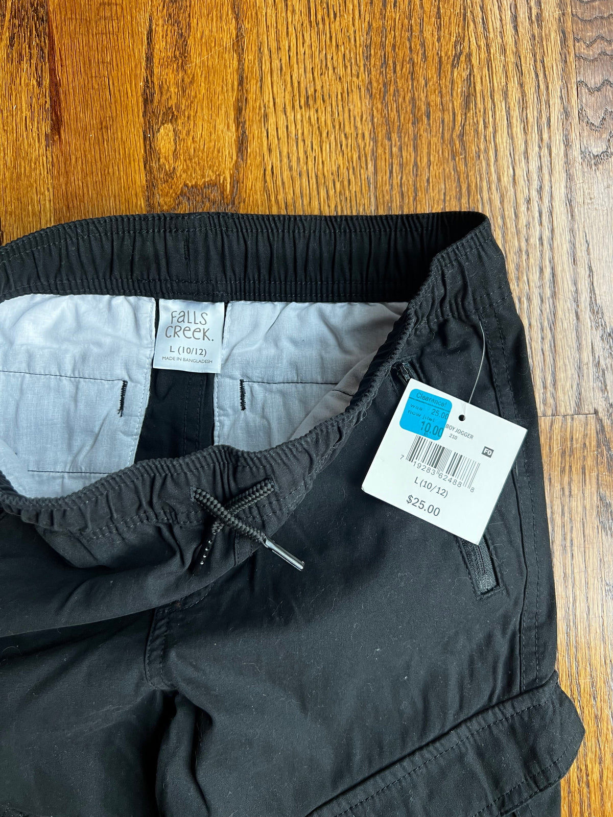 Seller #115 - Falls Creek Boys Large (10/12) Black Cargo Joggers, NWT