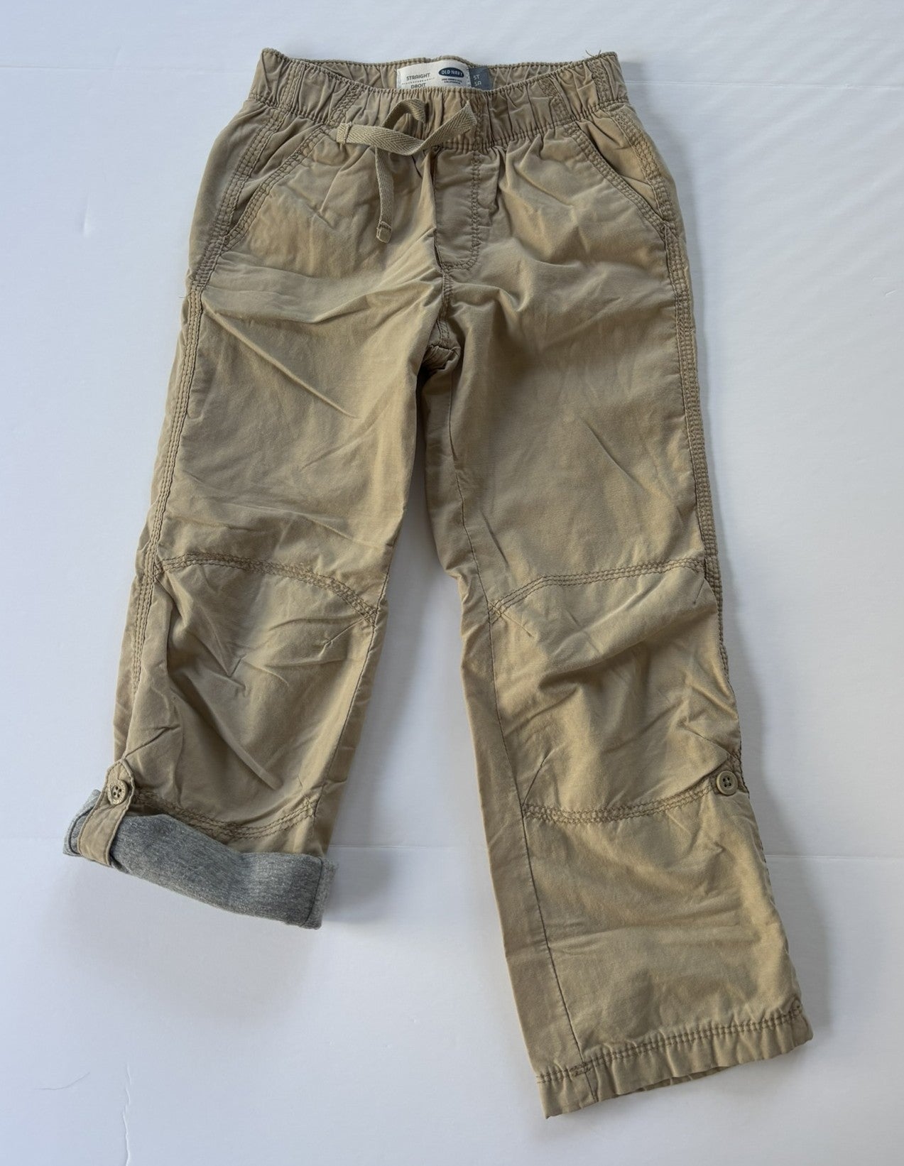 #101 Old Navy Khaki Roll-up Lined Pants Boys Size 5