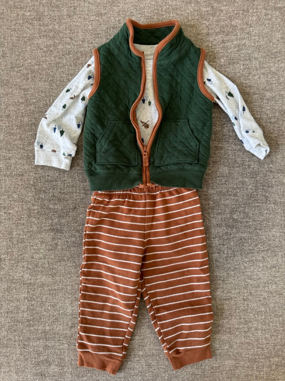 Seller #114 Carters 3 piece set with green vest boys size 12 months