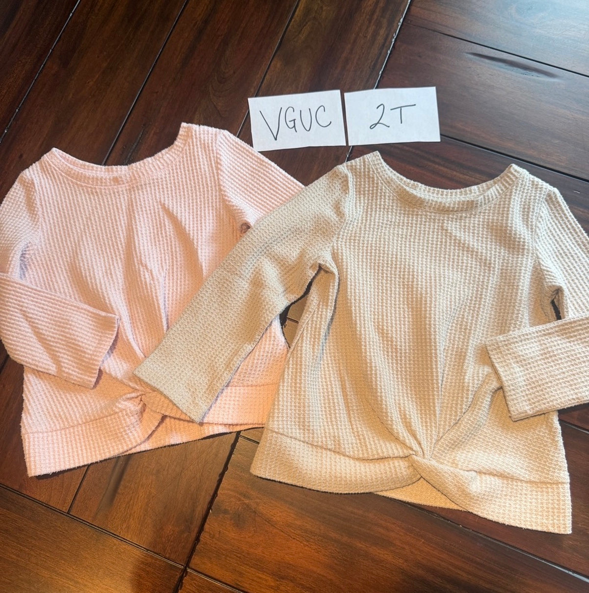 #51 Girls 2T Cat & Jack Waffle Knit Long Sleeve Tops