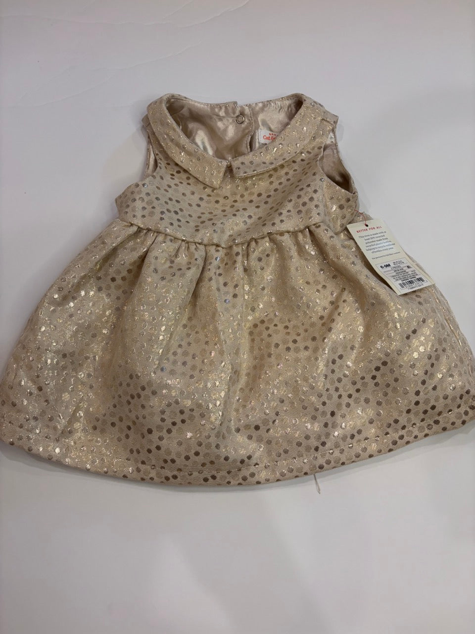 #144 girls 6-9mo cat and jack gold dress, new with tags (NWT)