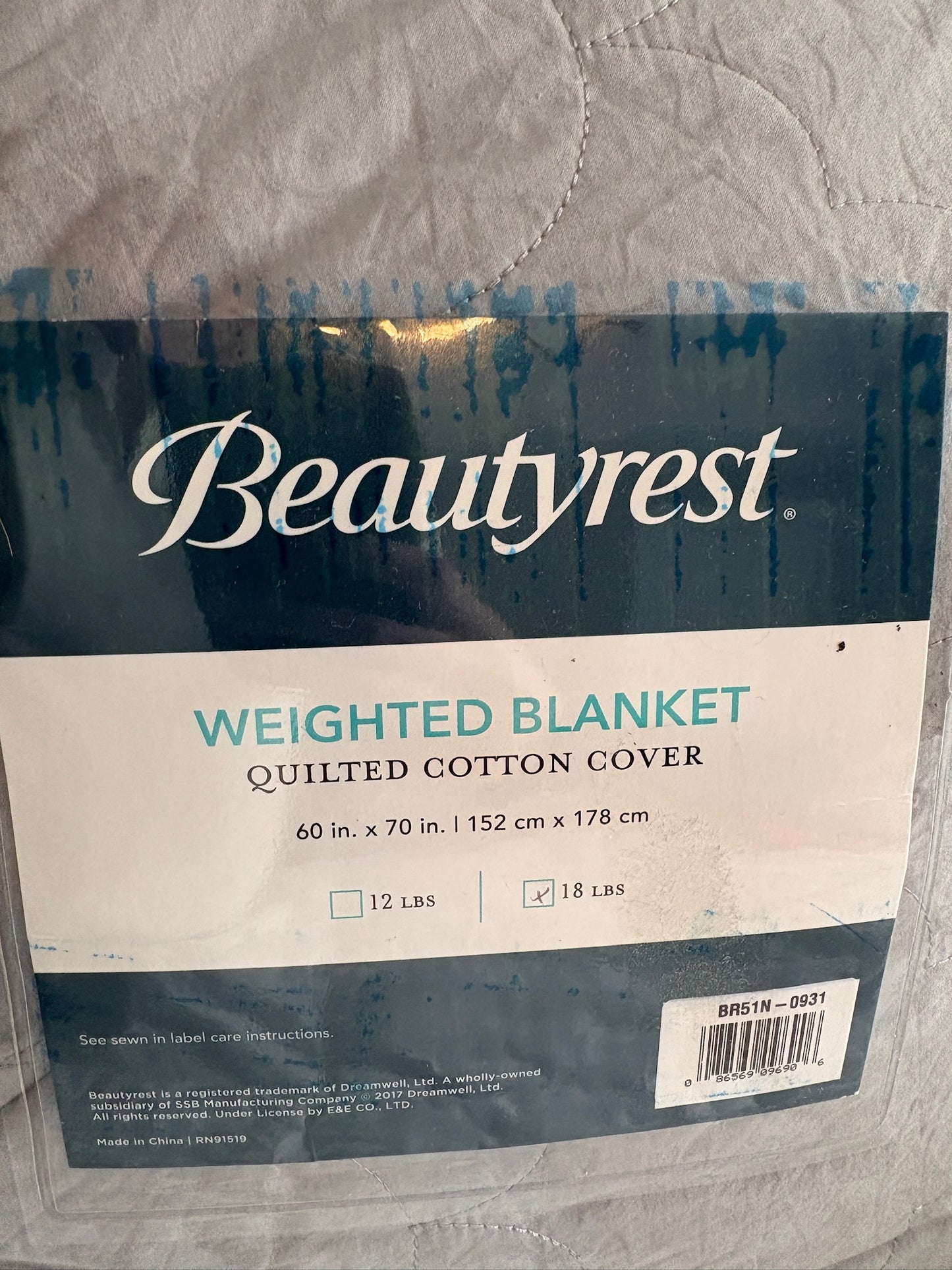 Seller #105 - Gray 18lbs ADULT Weighted Blanket GUC
