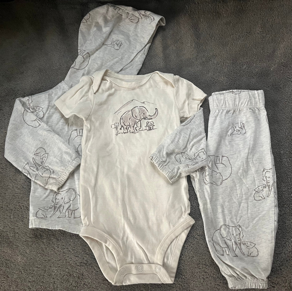 Seller #13 Carter’s gender neutral 9 months 3 piece elephant outfit