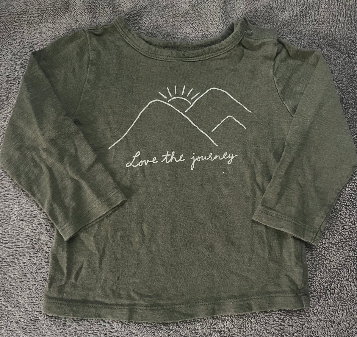 Seller #13 Little Co. gender neutral 9 months love the journey mountain shirt