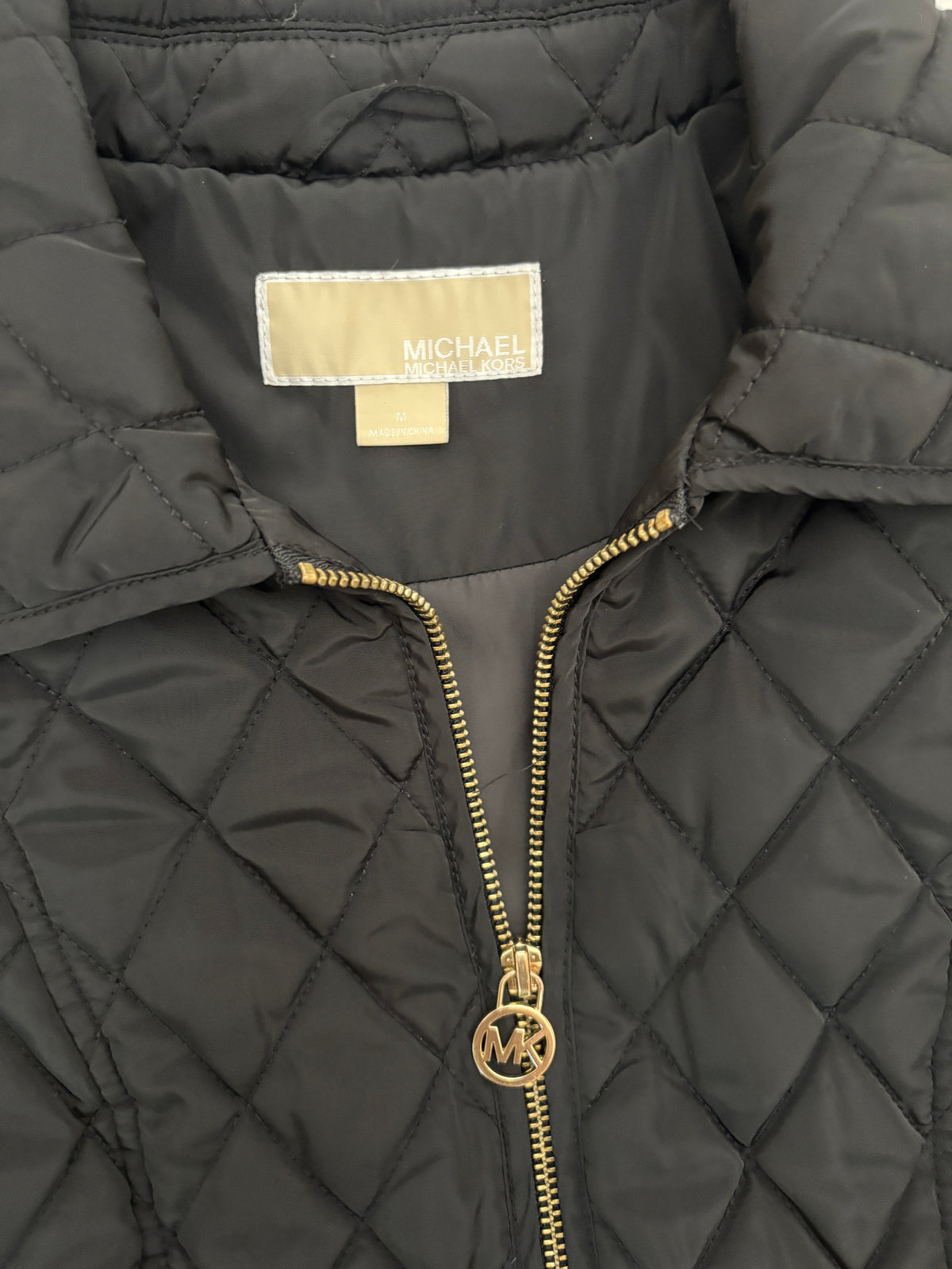 #121 women's medium Michael Kors black quilted jacket, EUC
