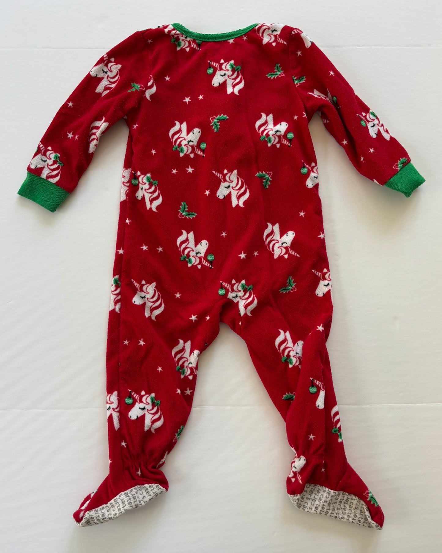 #101 Carter's Fleece Christmas Unicorn Footed Sleeper Girls Size 18 months