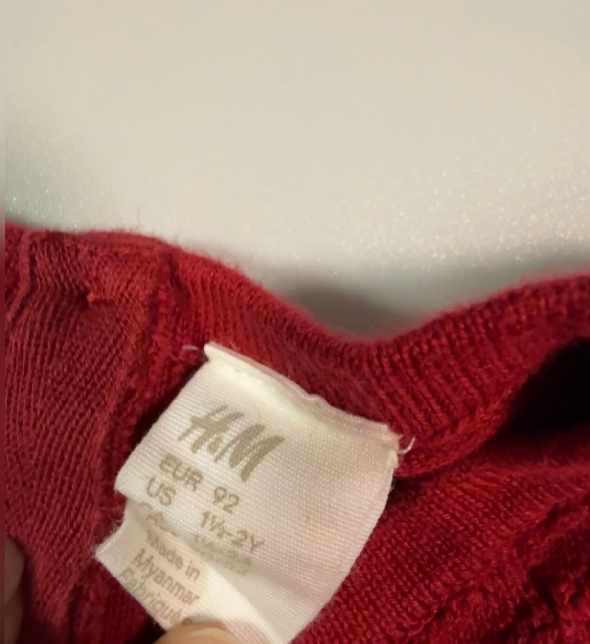 #155 Red H&M sweater dress, size 1.5-2 years