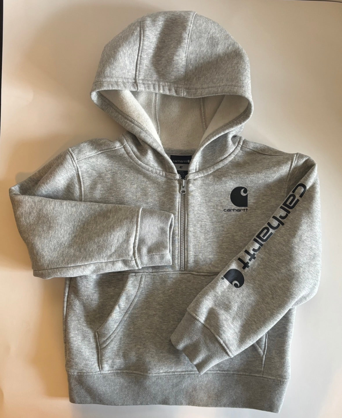 #75 Carhartt Grey Half-Zip Hooded Sweatshirt 4T