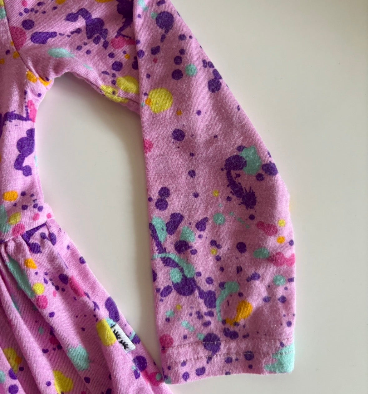 #75 Play by Little Sleepies Pink Paint Splatter Twirl Dress with Bodysuit 3-6 months