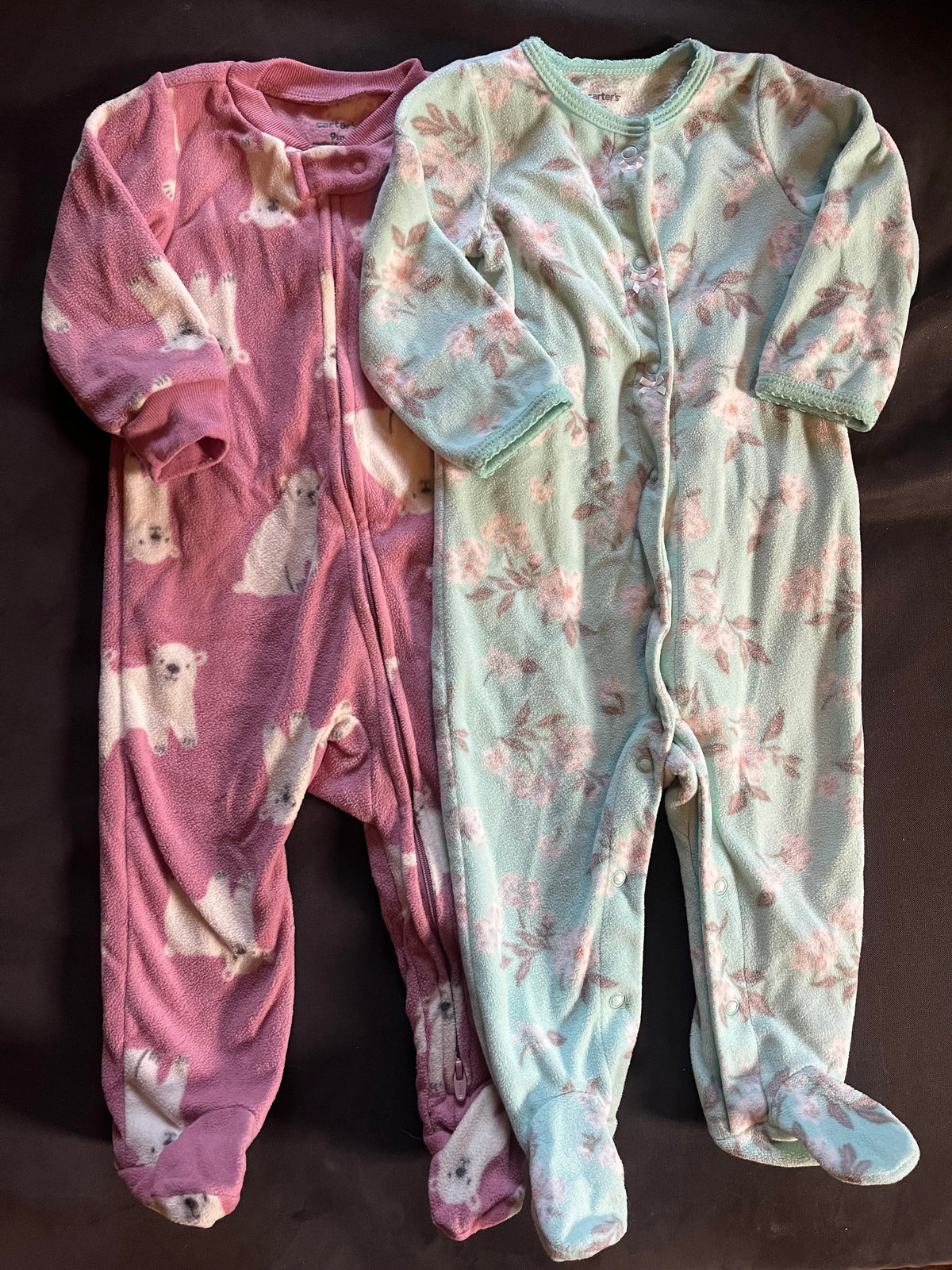 Seller #13 Carter’s girls 9 months fleece sleepers, 2