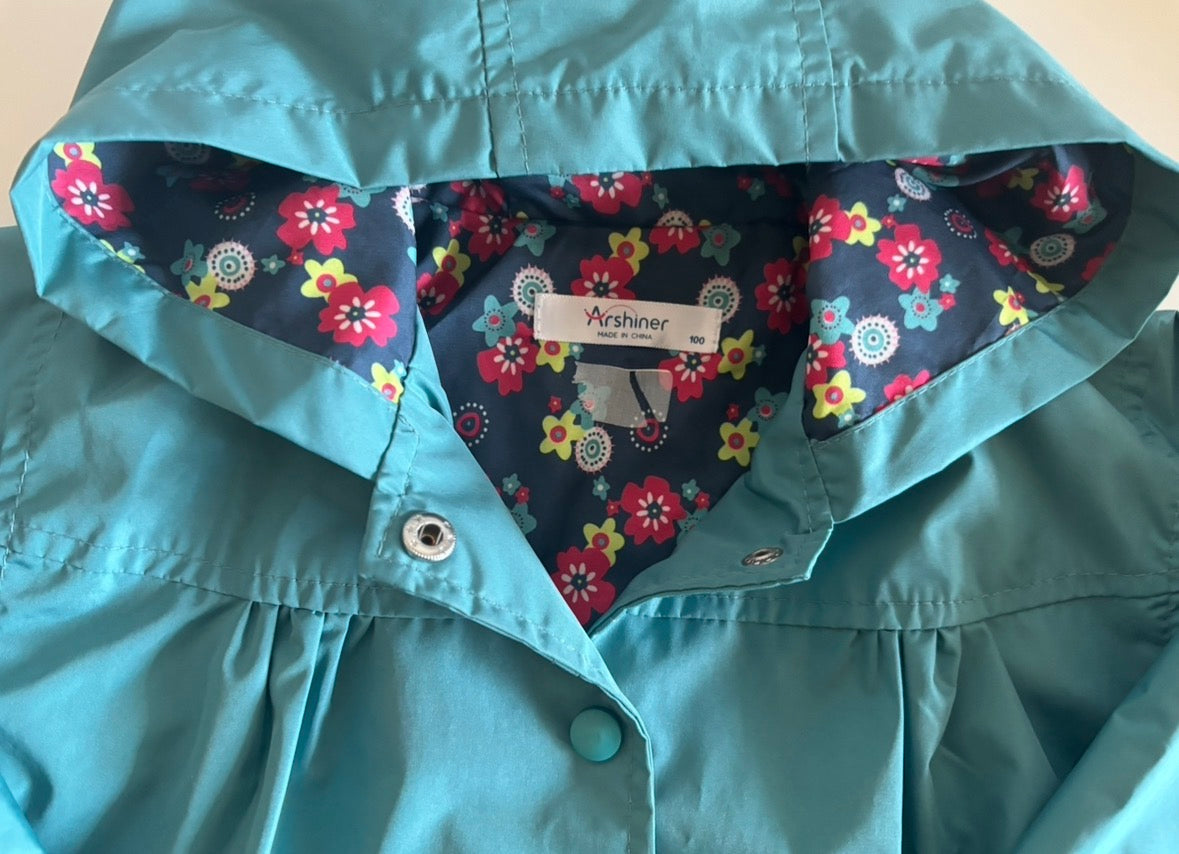 #75 Arshiner Teal Raincoat Jacket Girls 2T