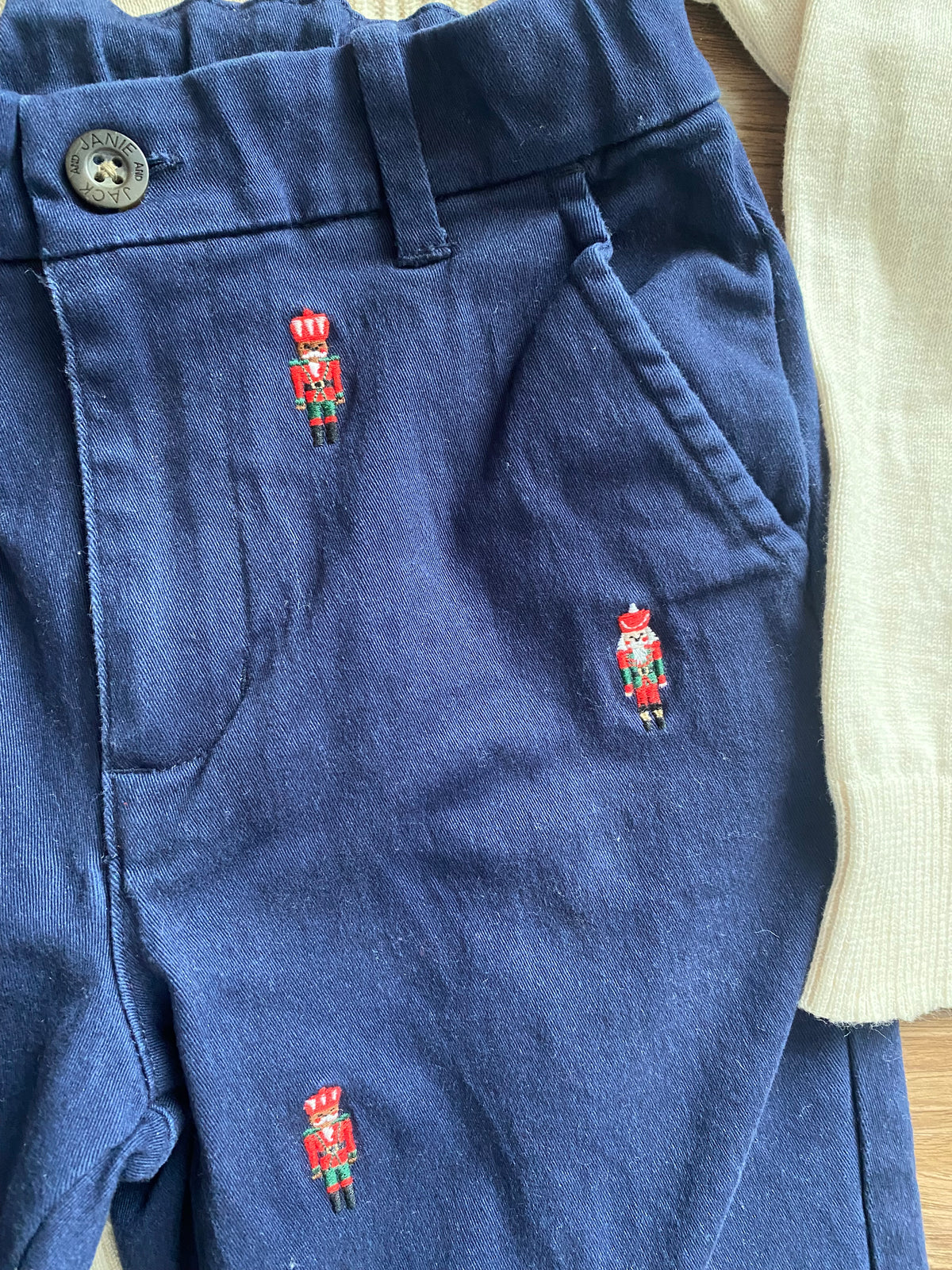 Seller 59 Janie and Jack boys sz 6 navy nutcracker pants and ivory sweater