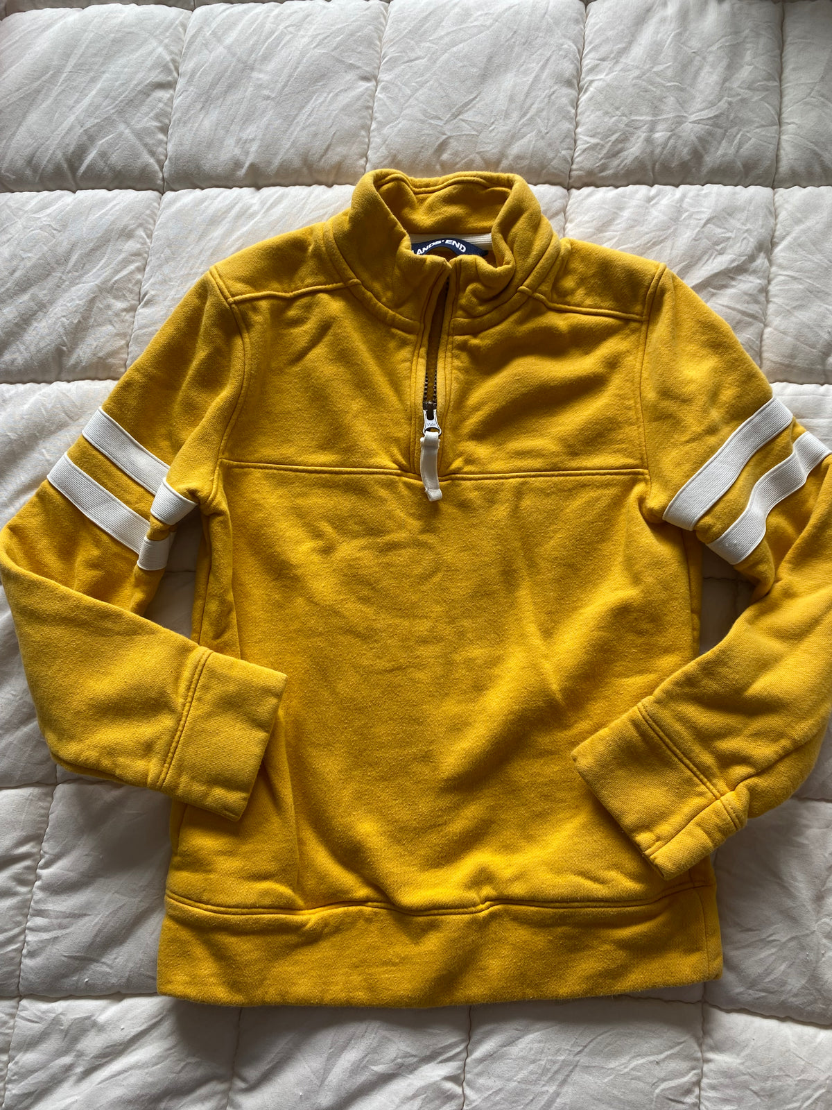 Seller 59 boys size 7 Lands End 1/4 zip yellow sweatshirt