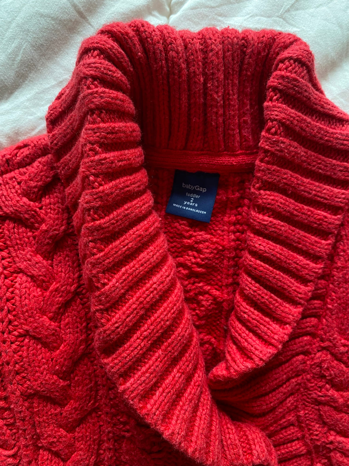 Seller 59 girls 2T GAP red shawl collar sweater