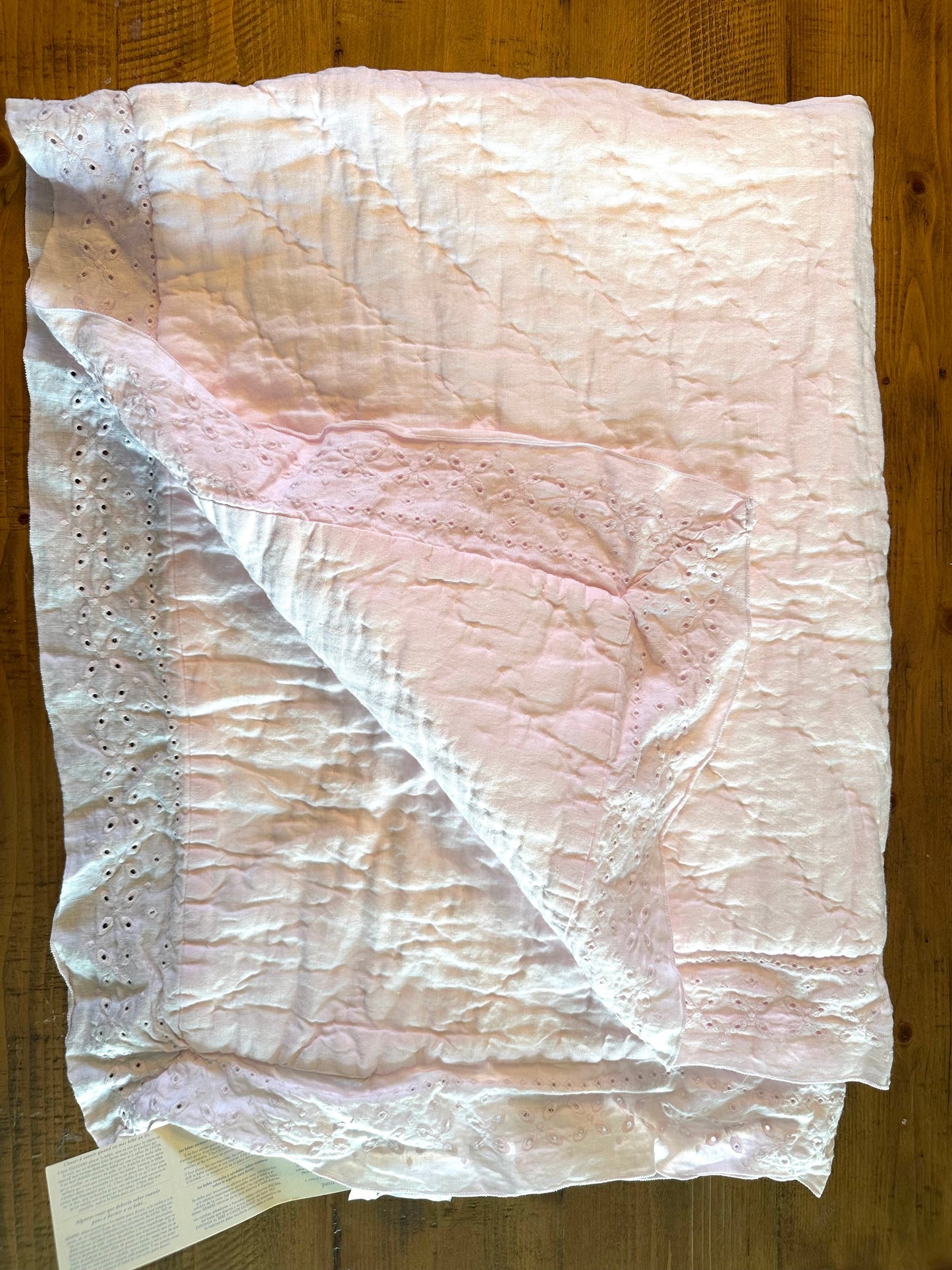 #88 pottery barn baby crib quilt and ruffle crib skirt in baby pink NWT
