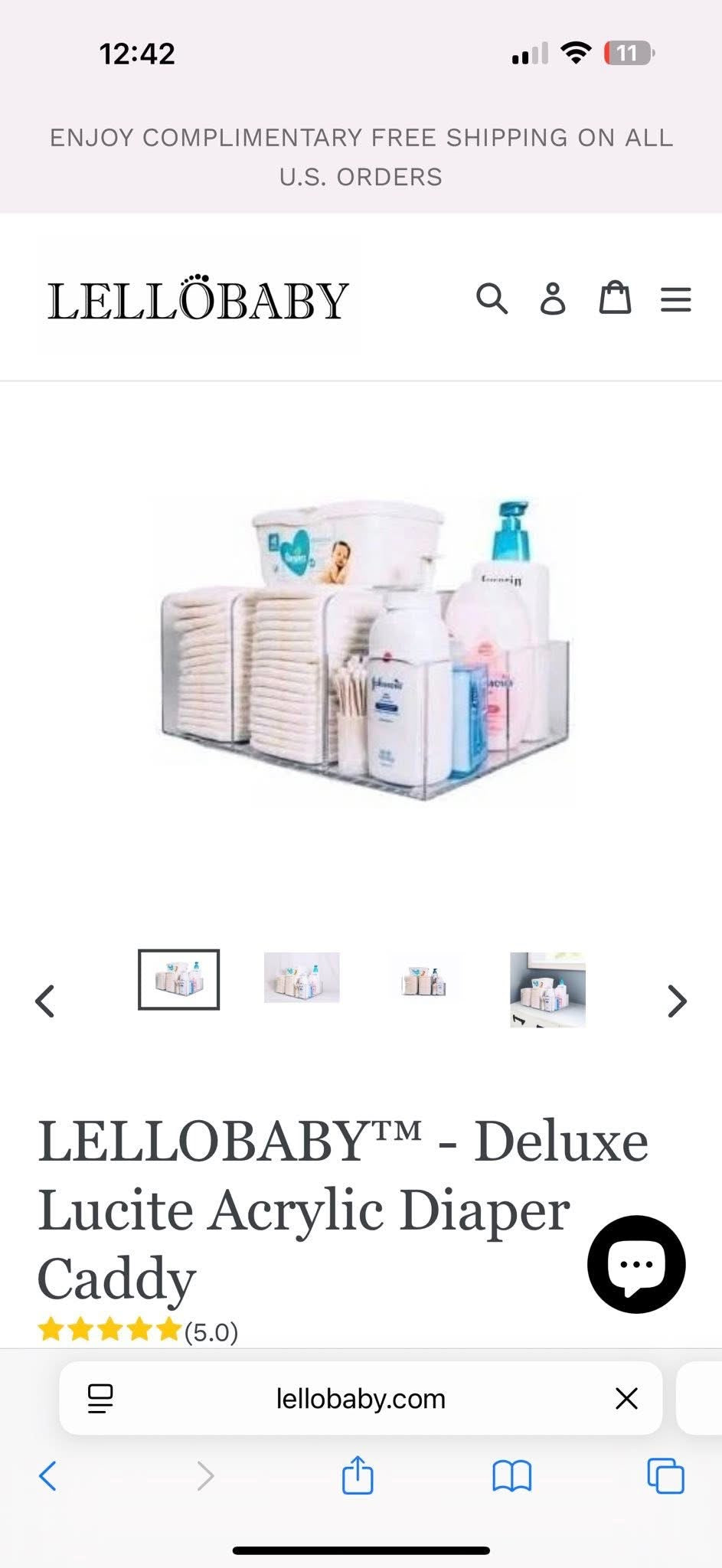 Seller #30 - Lellobaby Deluxe Lucite Acrylic Diaper Caddy (Never Used, NO BOX)