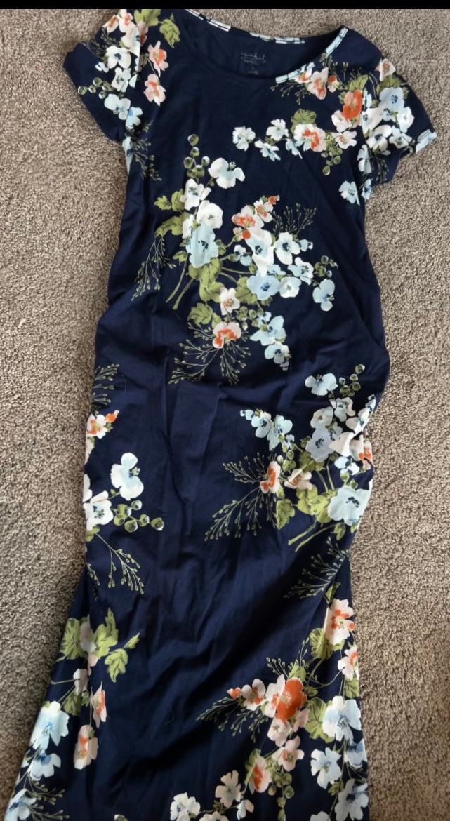 #35 Blue floral maternity dress sm