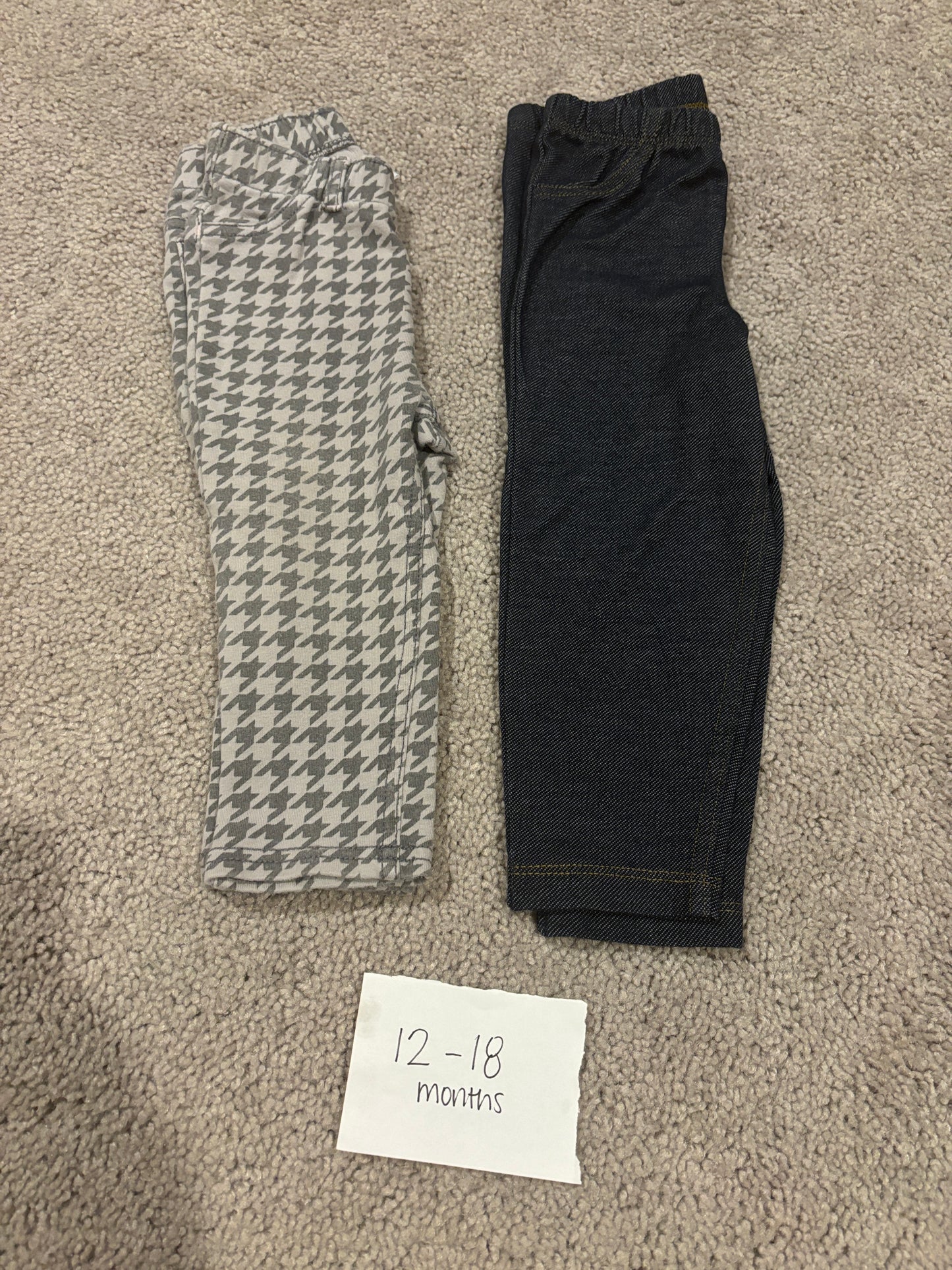 #138 - 12-18 Mo - VGUC 2 Pair Pants (Grey + Denim) - PU 45236