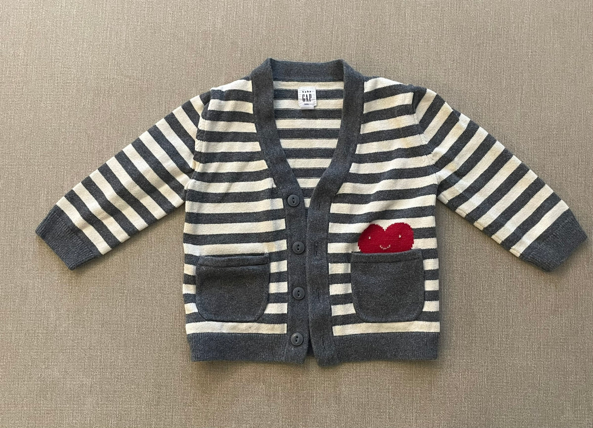 Seller #12 | Baby Gap | Boys | Dark Gray and White Striped Valentine's Day Sweater | VGUC | Size 12-18 Months