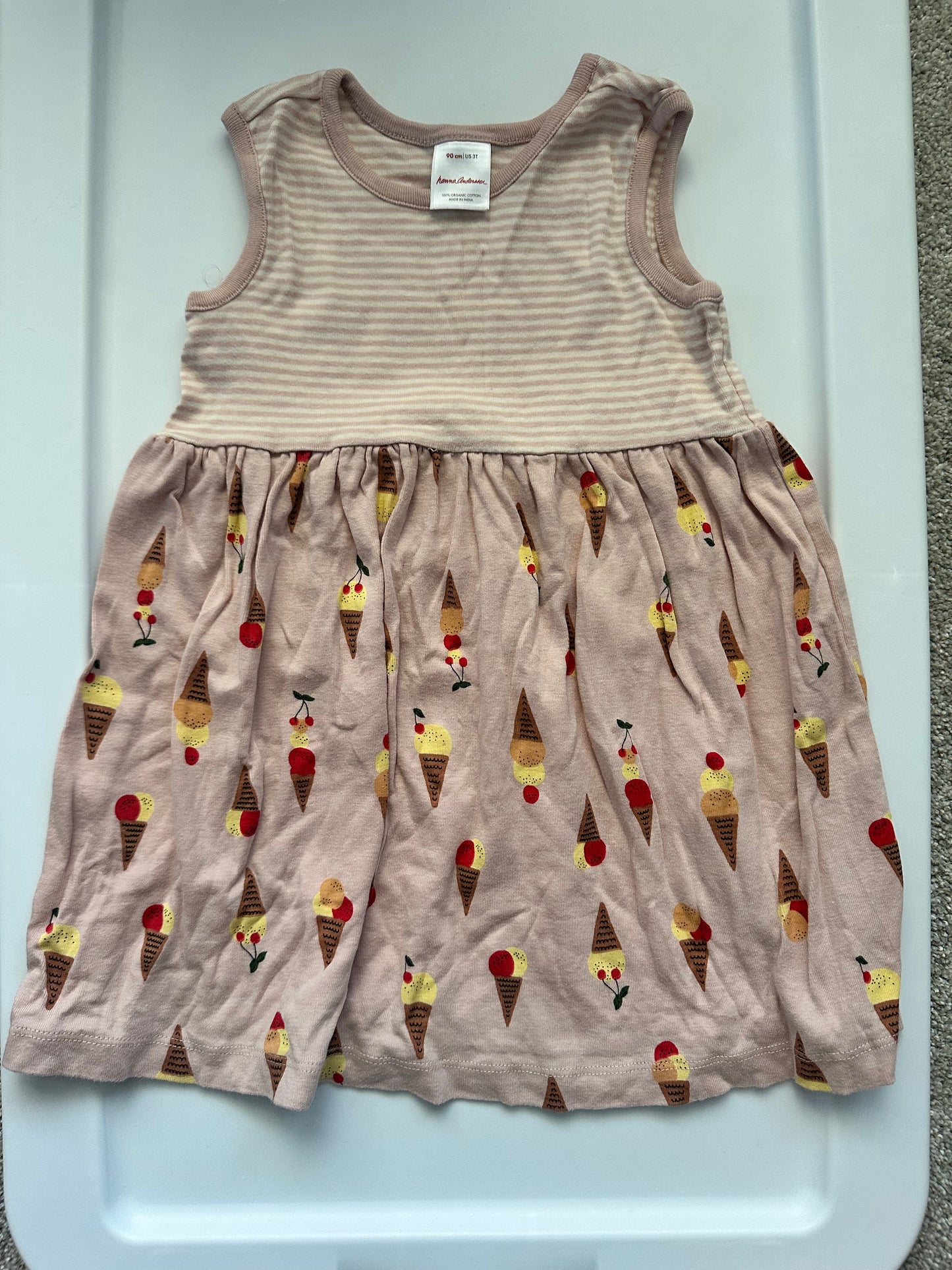 #86 Hanna Anderson girls pink ice scream dress size 3