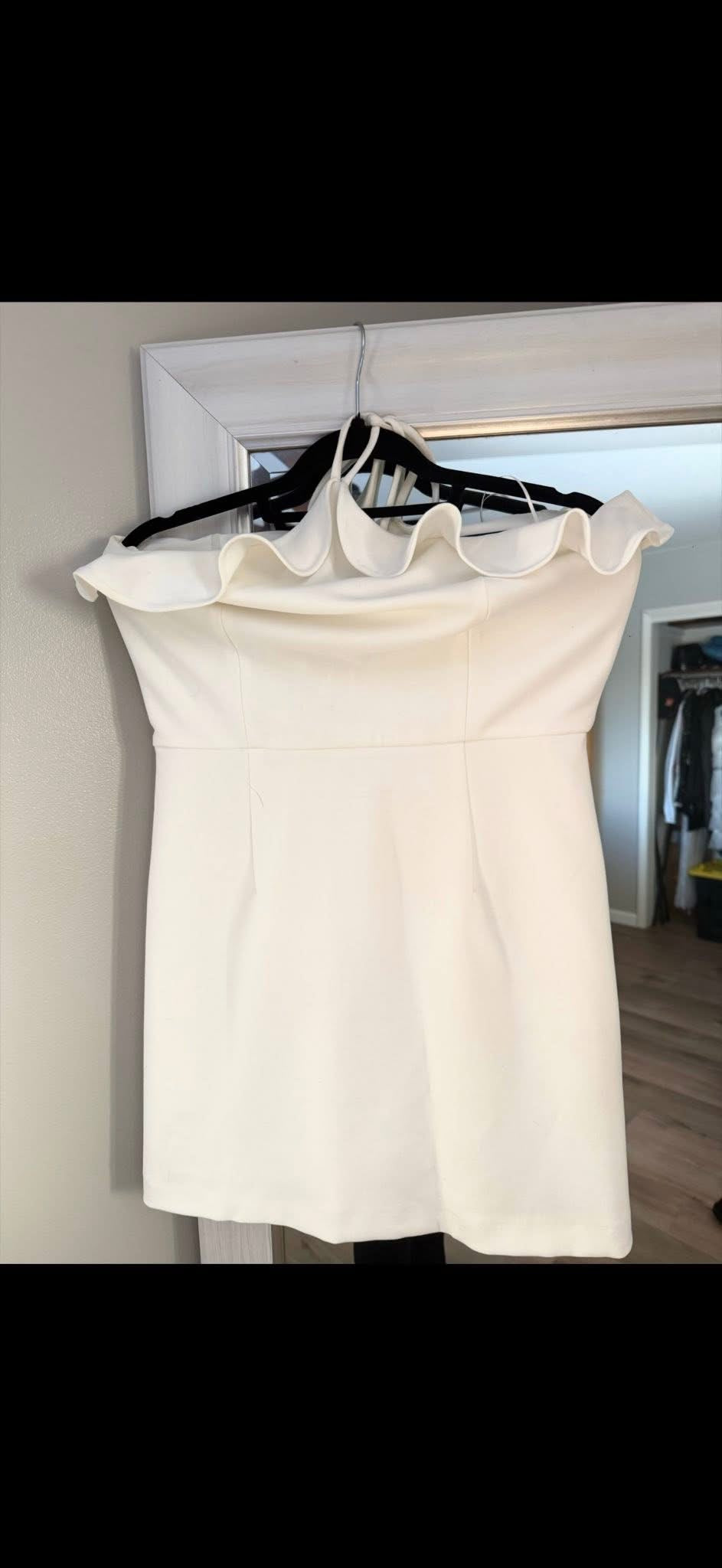 Seller #30 French Connection Women's White Ruffle Halter Dress - Size 10