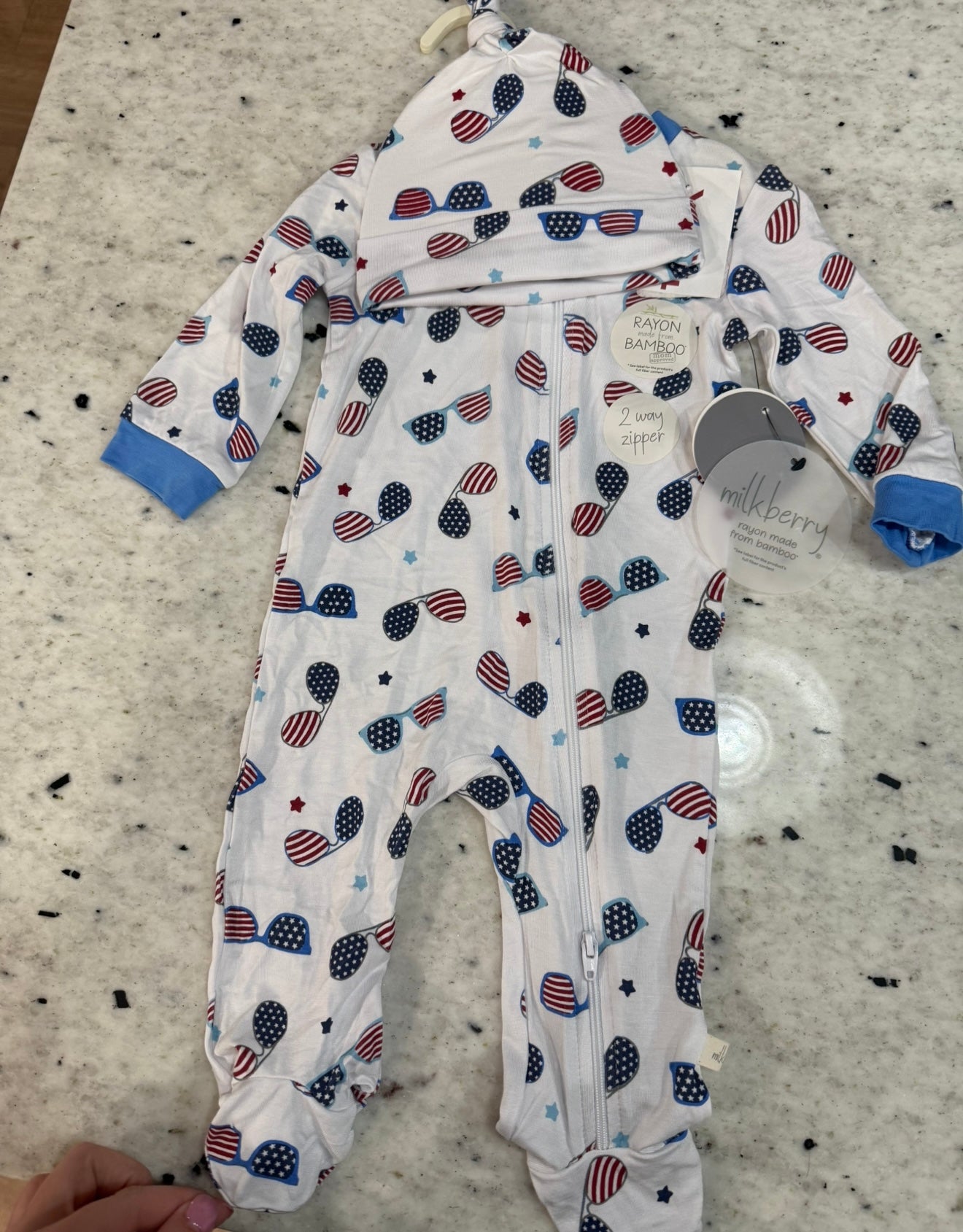 Seller #30 "Milkberry Bamboo" Festive Sleeper Size 3-6M NWOT