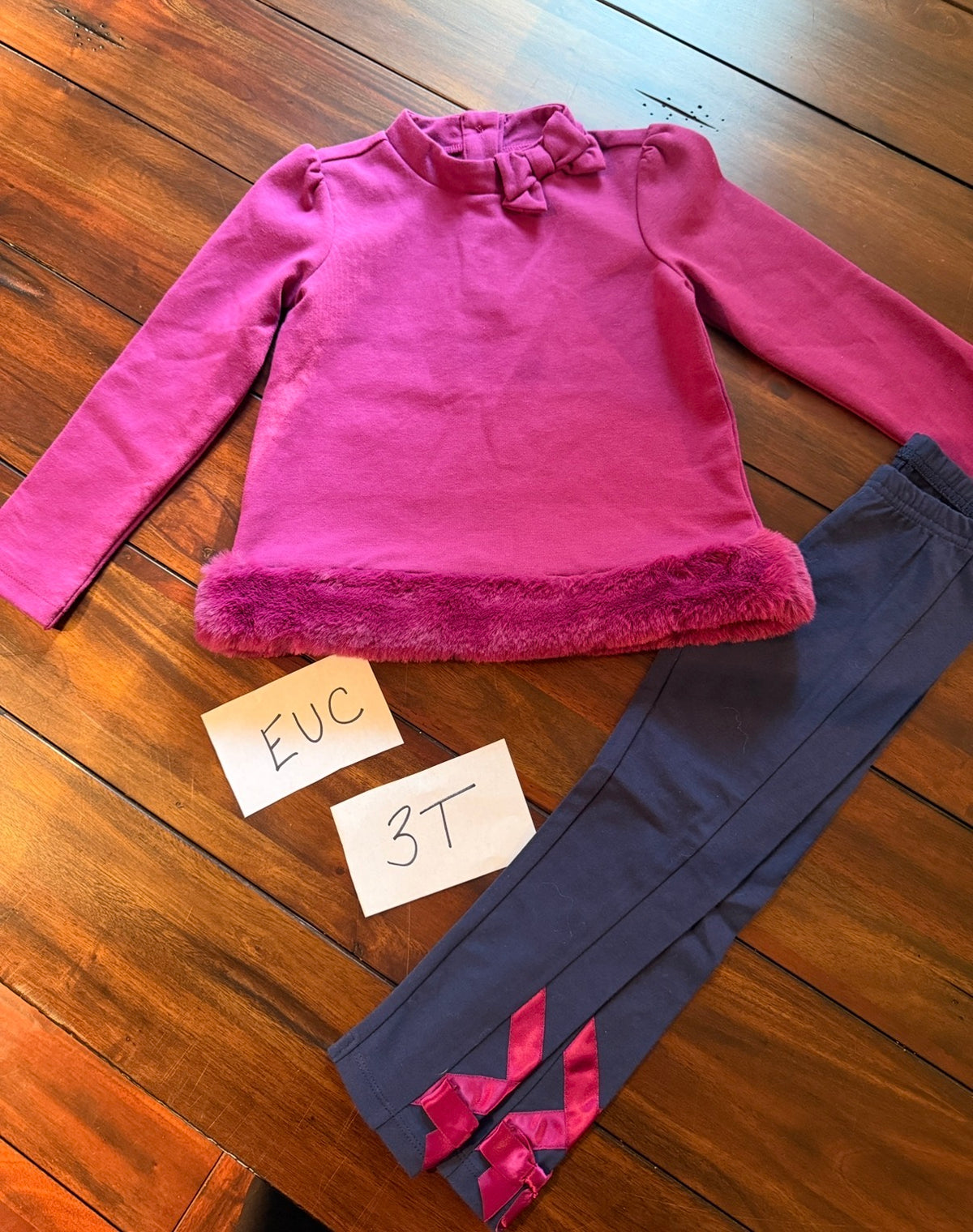 #51 3T Girls Janie & Jack Fur Trim Outfit Set