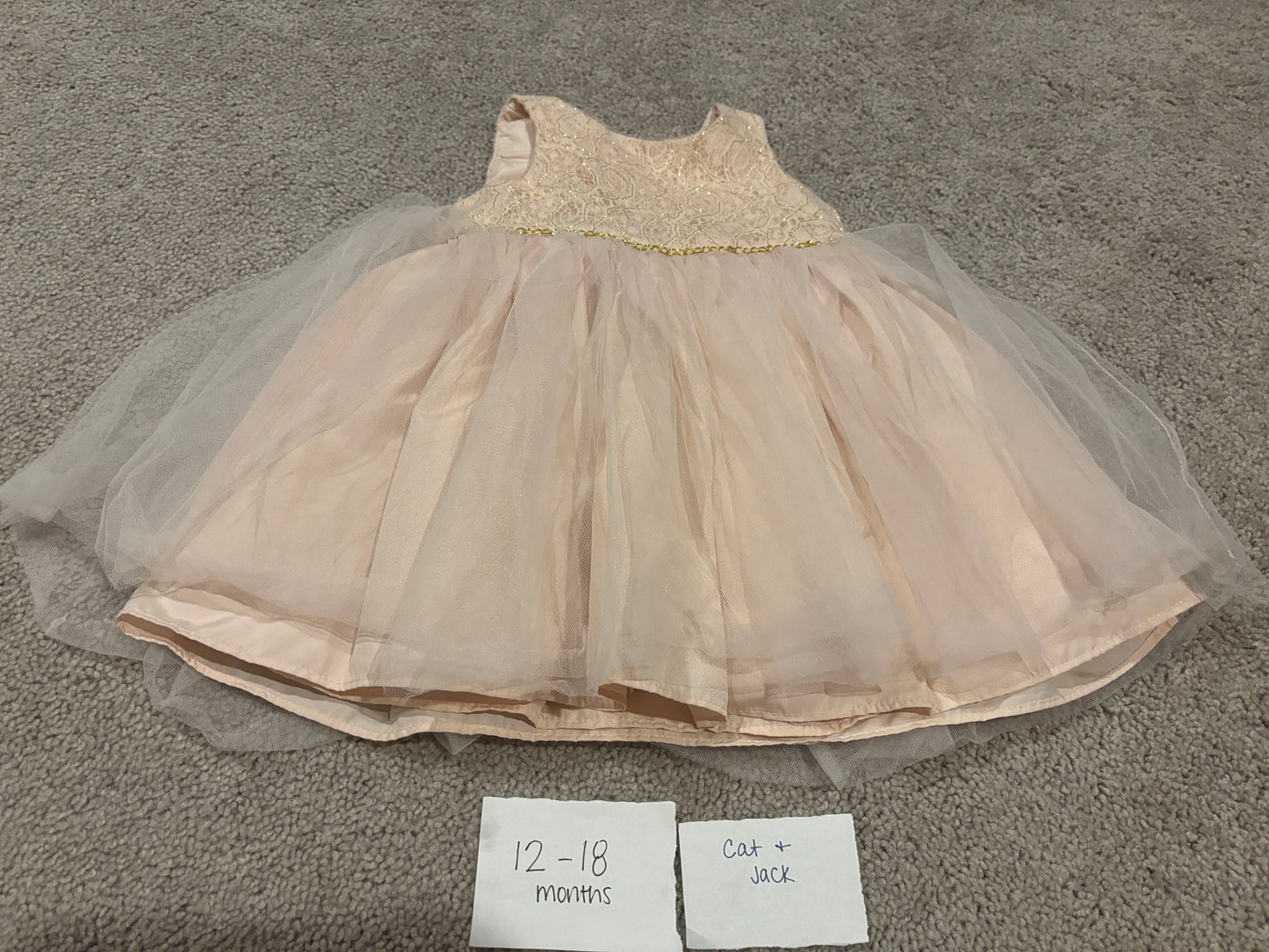 #77 - 12-18 Mo - VGUC Cat & Jack - Pink Tank Tulle Dress