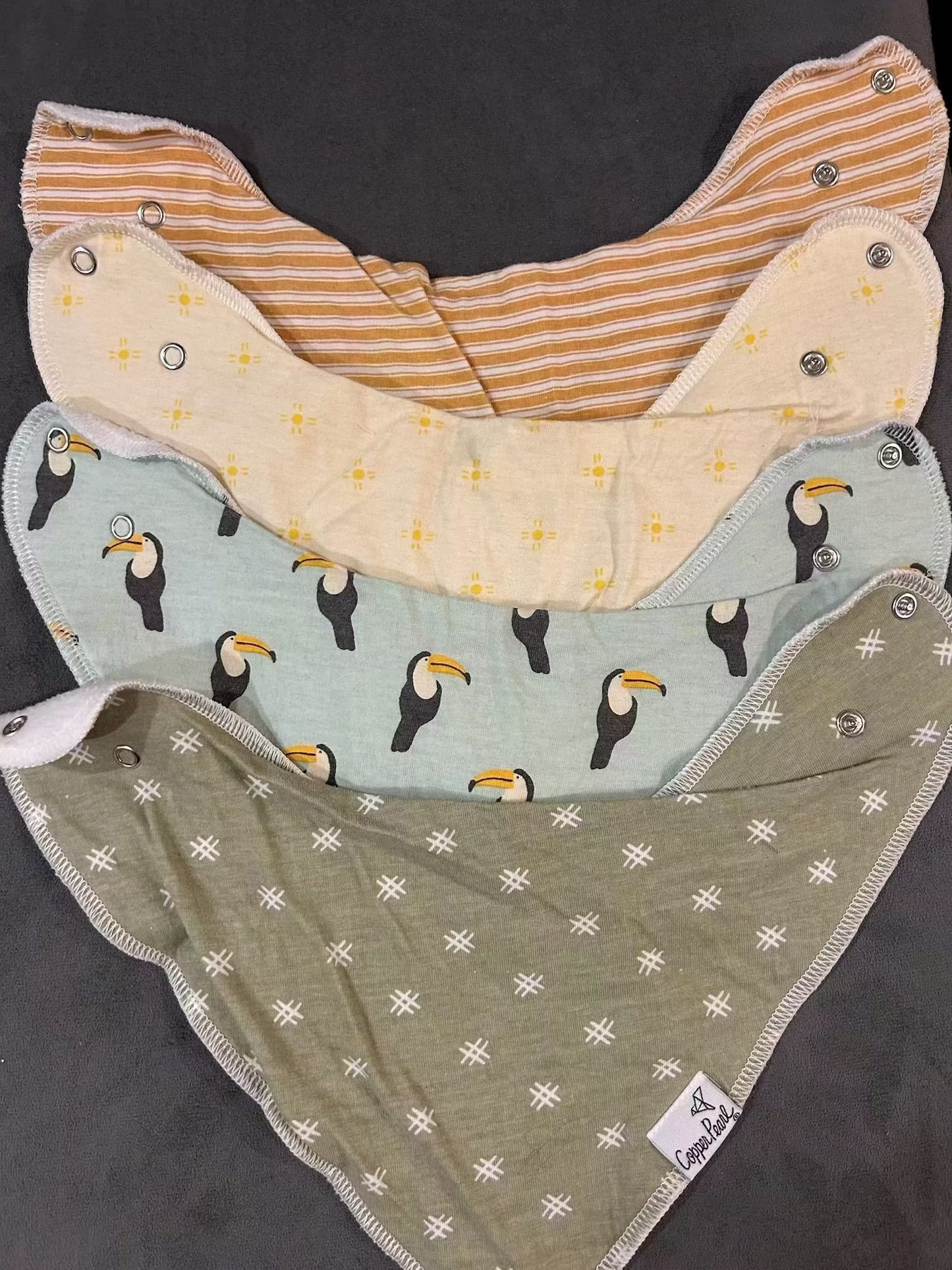 Seller 128 -Copper Pearl Bandana Bib Bundle