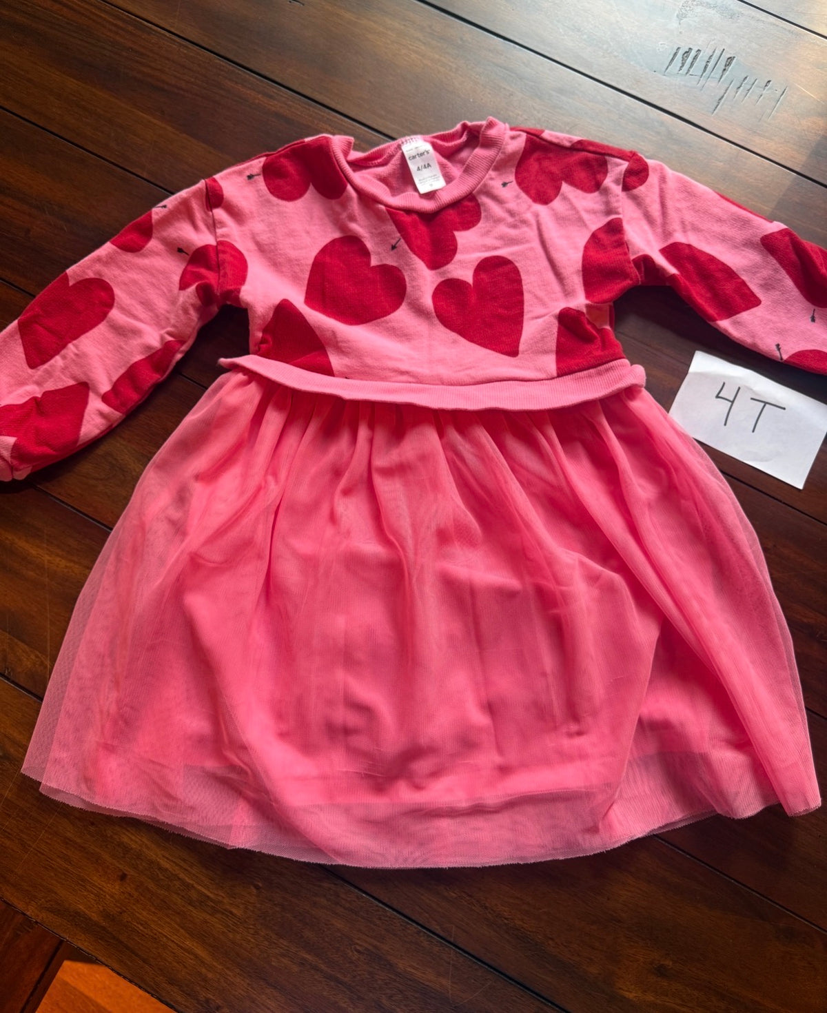 #51 Carter's 4T Hearts and Tulle Sweatshirt Top Dress