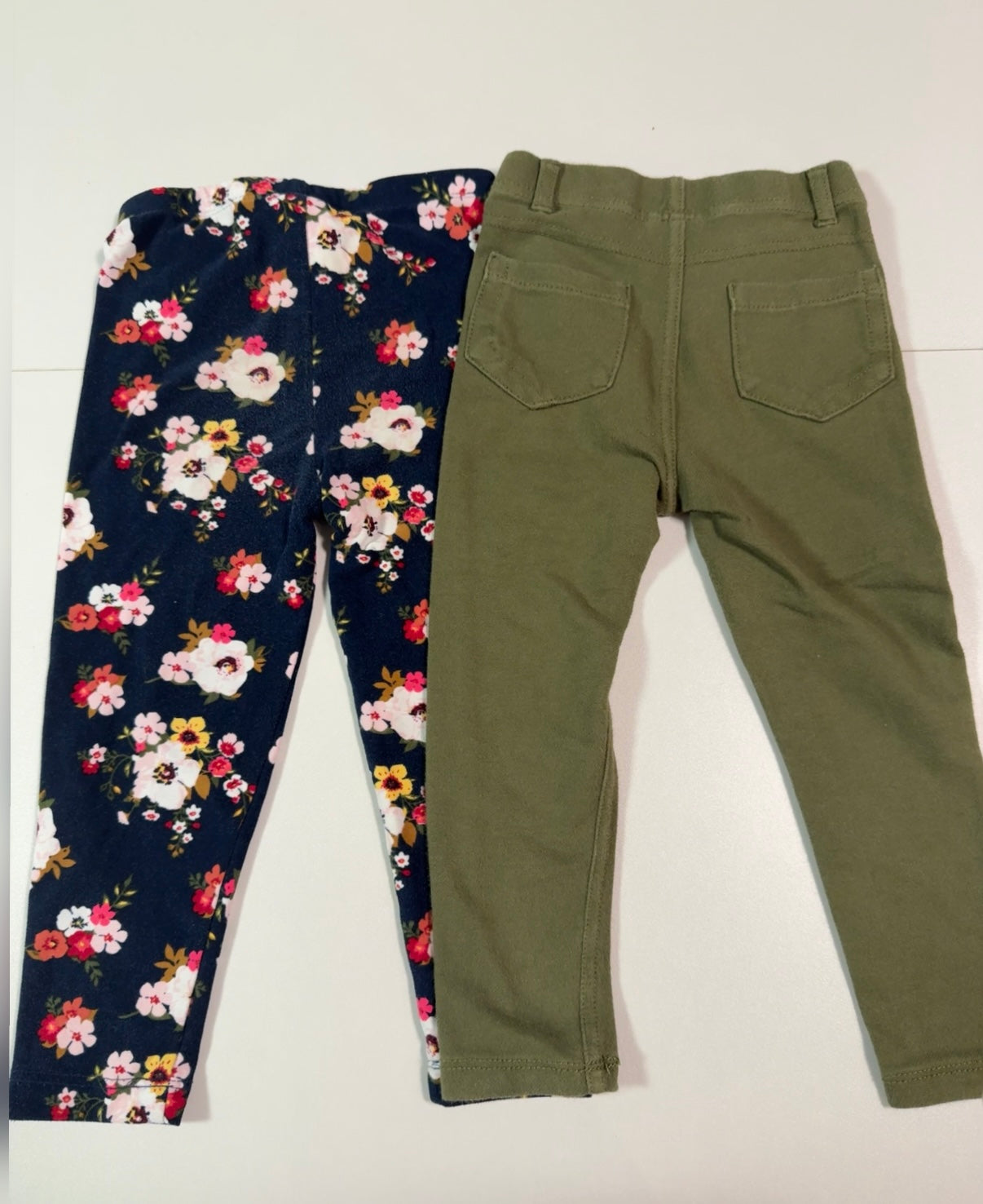 #155 2 piece floral and green leggings, girls 3T
