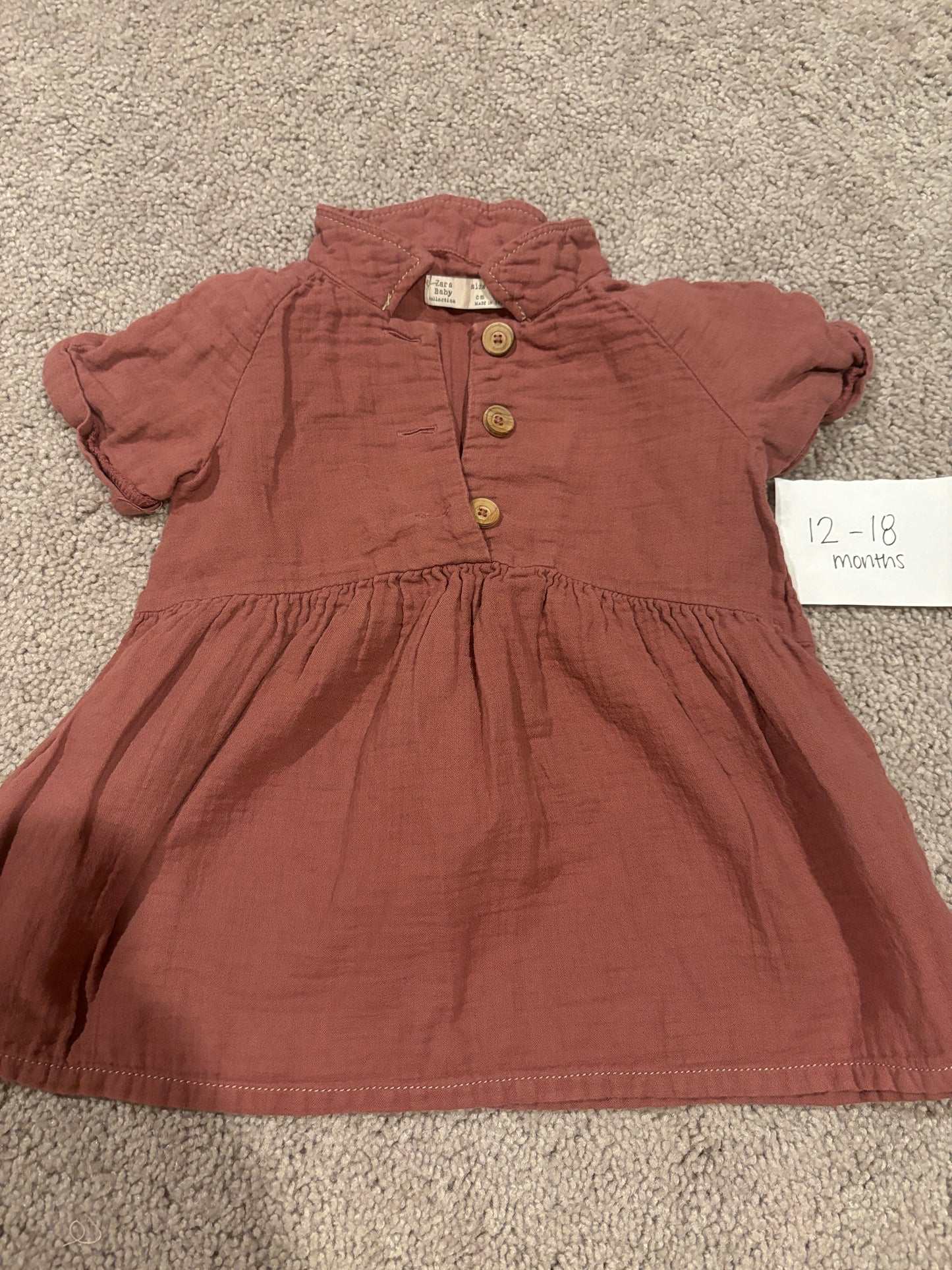 #138 - 12-18 Mo - VGUC Zara - Rust Dress - PU 45236