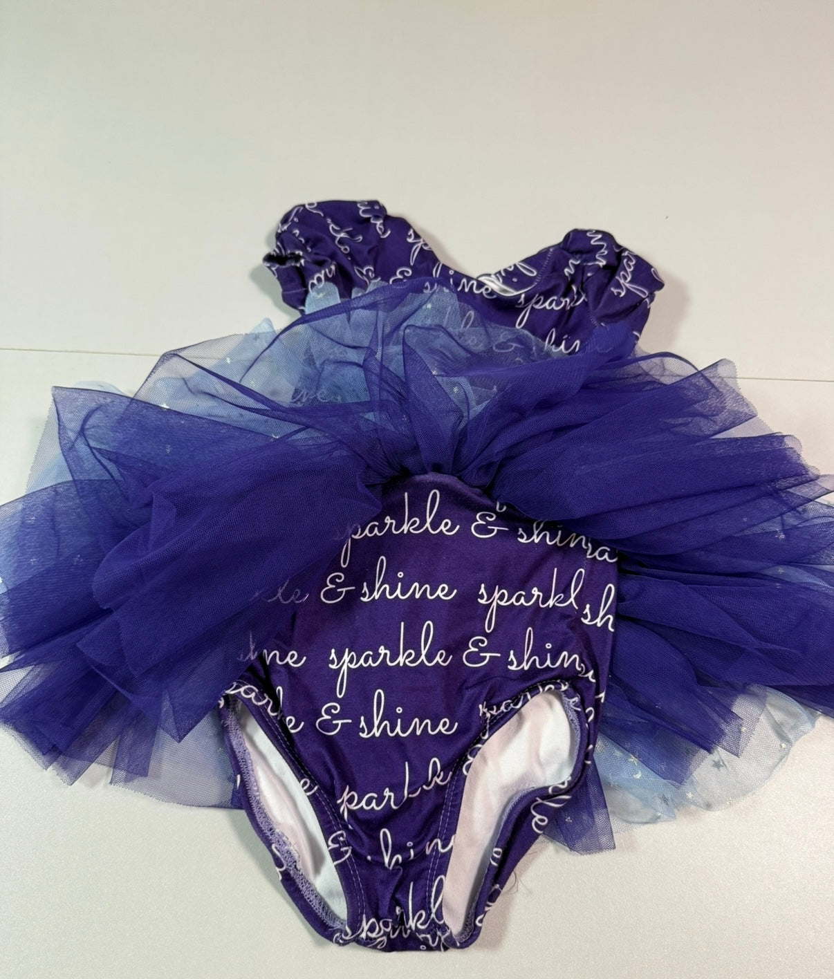 #155 Leotudes handmade Sparkle and Shine 2 layer tulle leotard, girls 4T