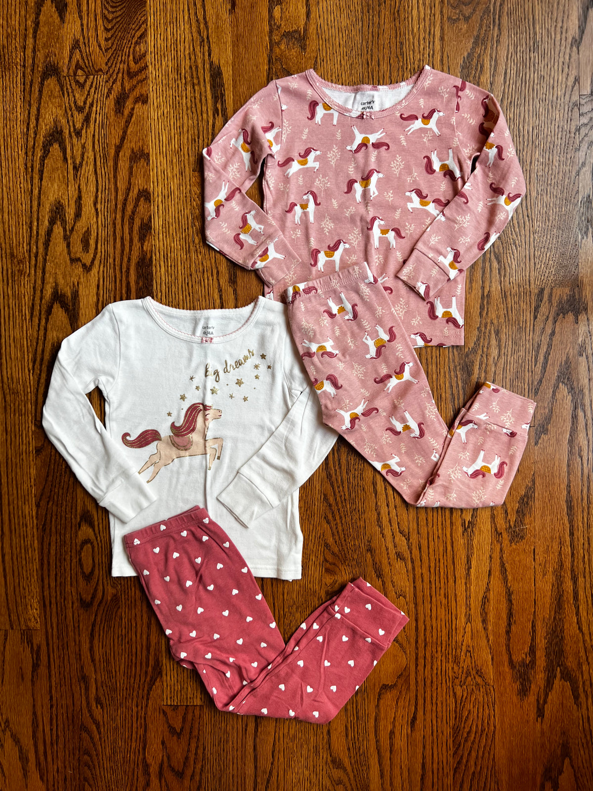 Seller #115 - Carter’s Girls 4T Horse Pajamas (2 Pairs), VGUC