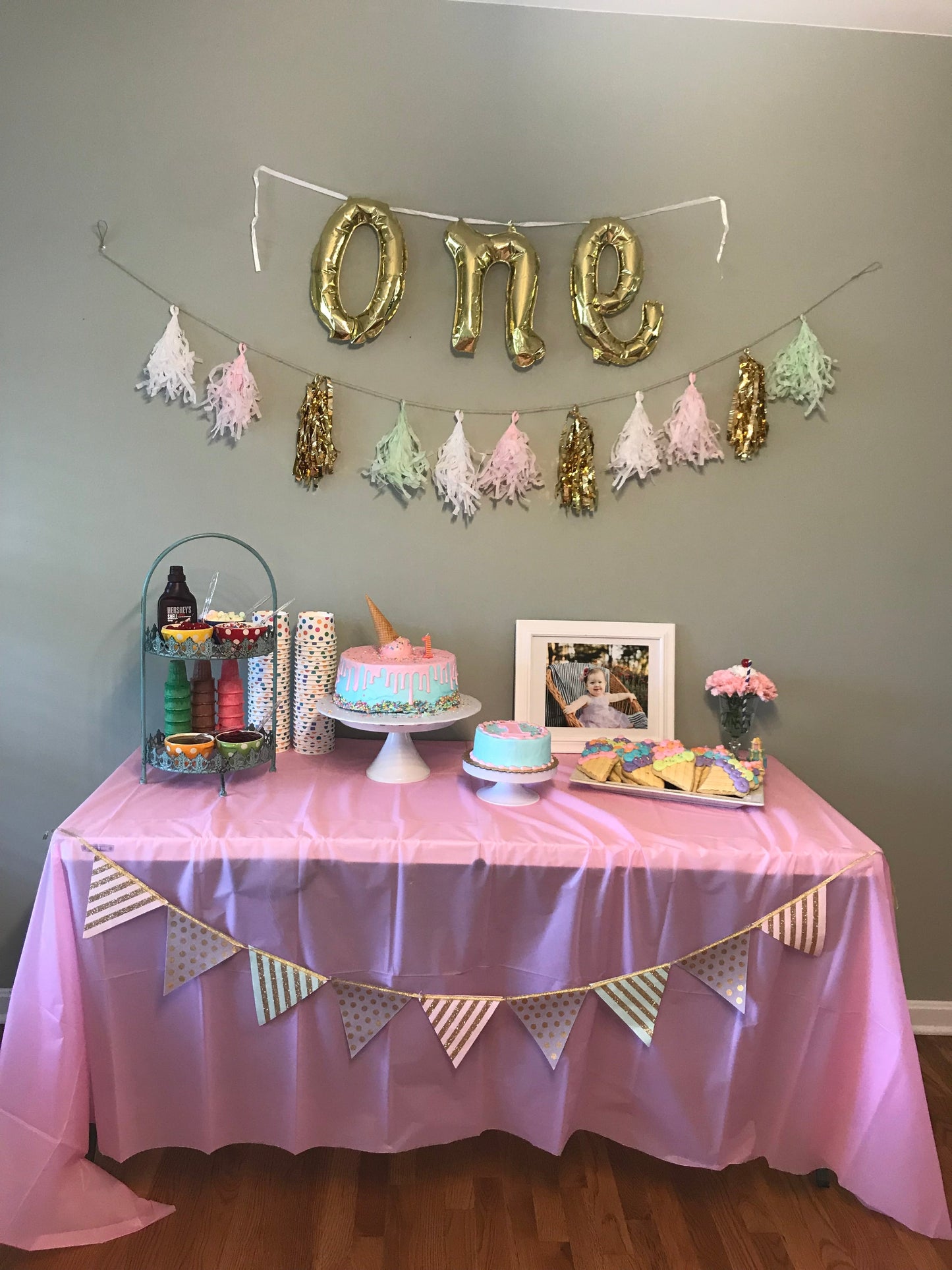 Seller #168 “Sweet One” Ice Cream Theme First Birthday Decoration Bundle