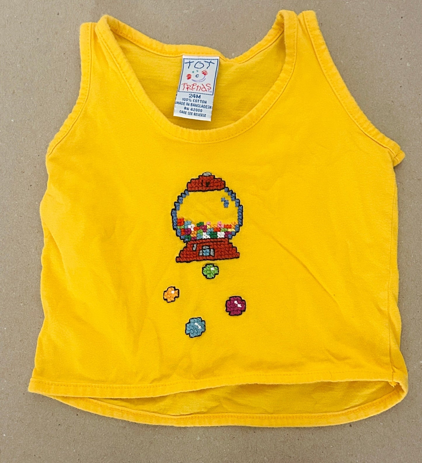 #15 (Fits like 18m) Vintage Cross Stitch Style Tank