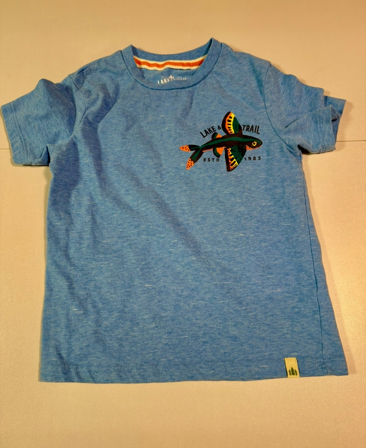 #155 Boys Lake and Trail fishing tshirt, size 6/7