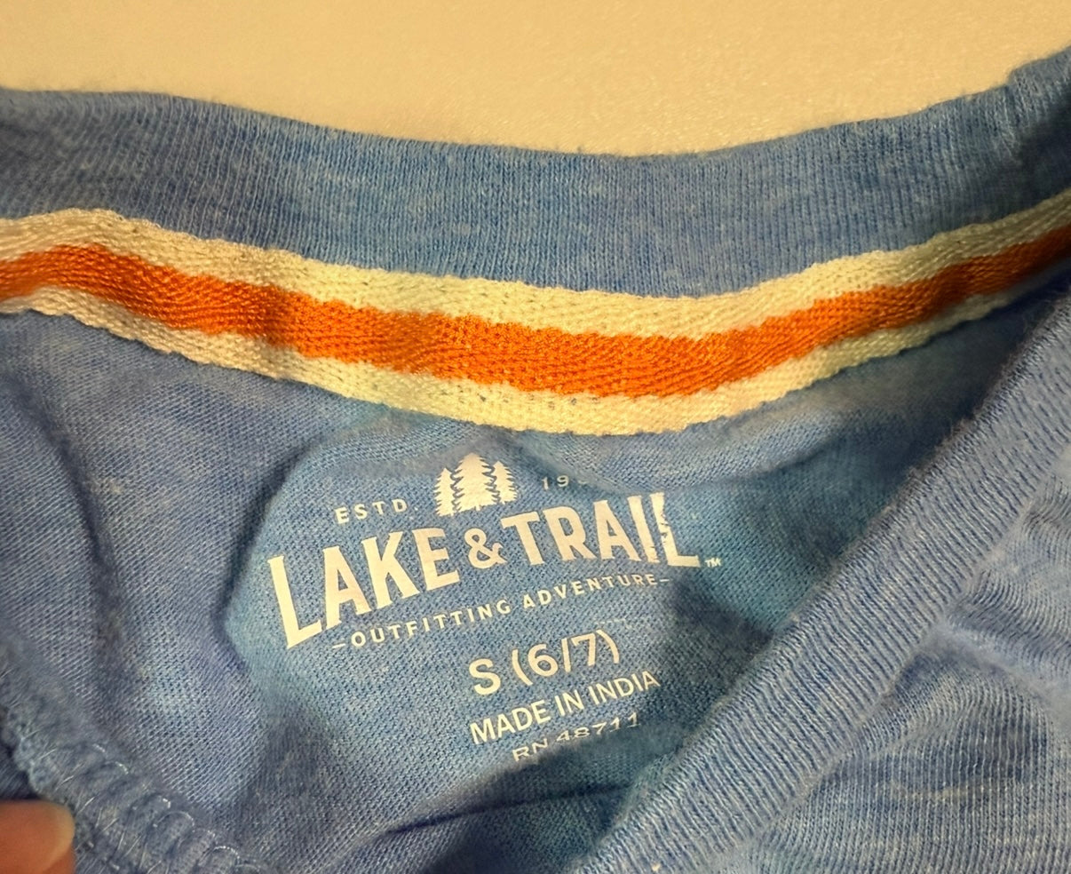 #155 Boys Lake and Trail fishing tshirt, size 6/7