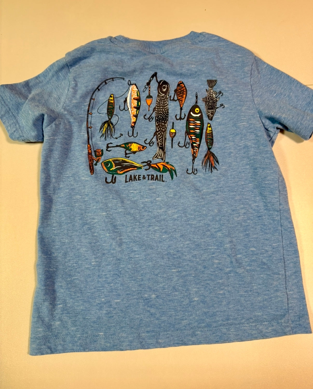 #155 Boys Lake and Trail fishing tshirt, size 6/7