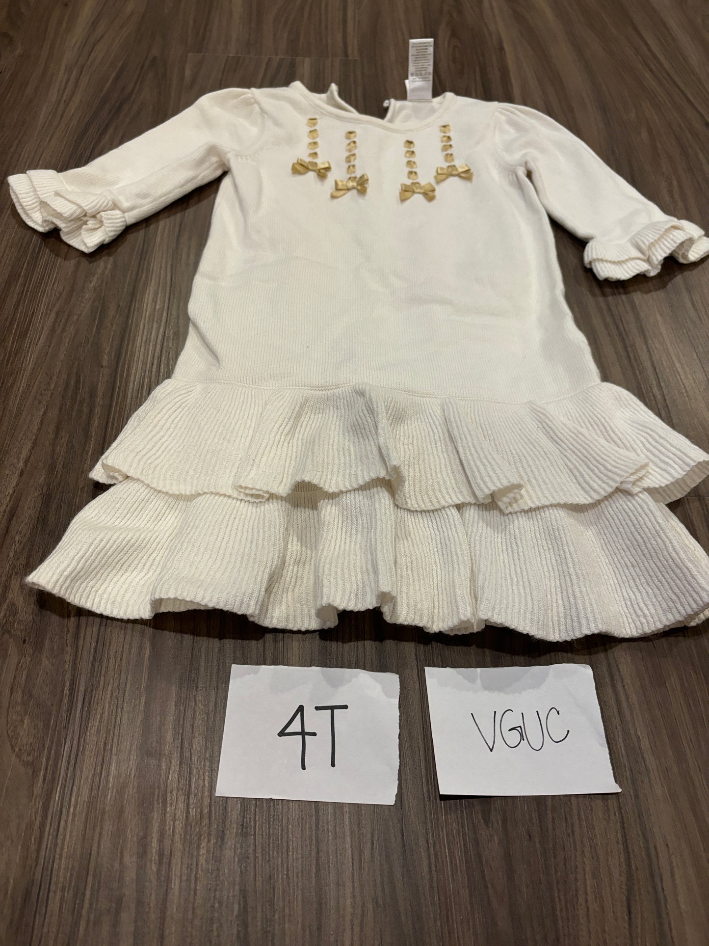 #138 - 4T - VGUC White Sweater Dress - PU 45236